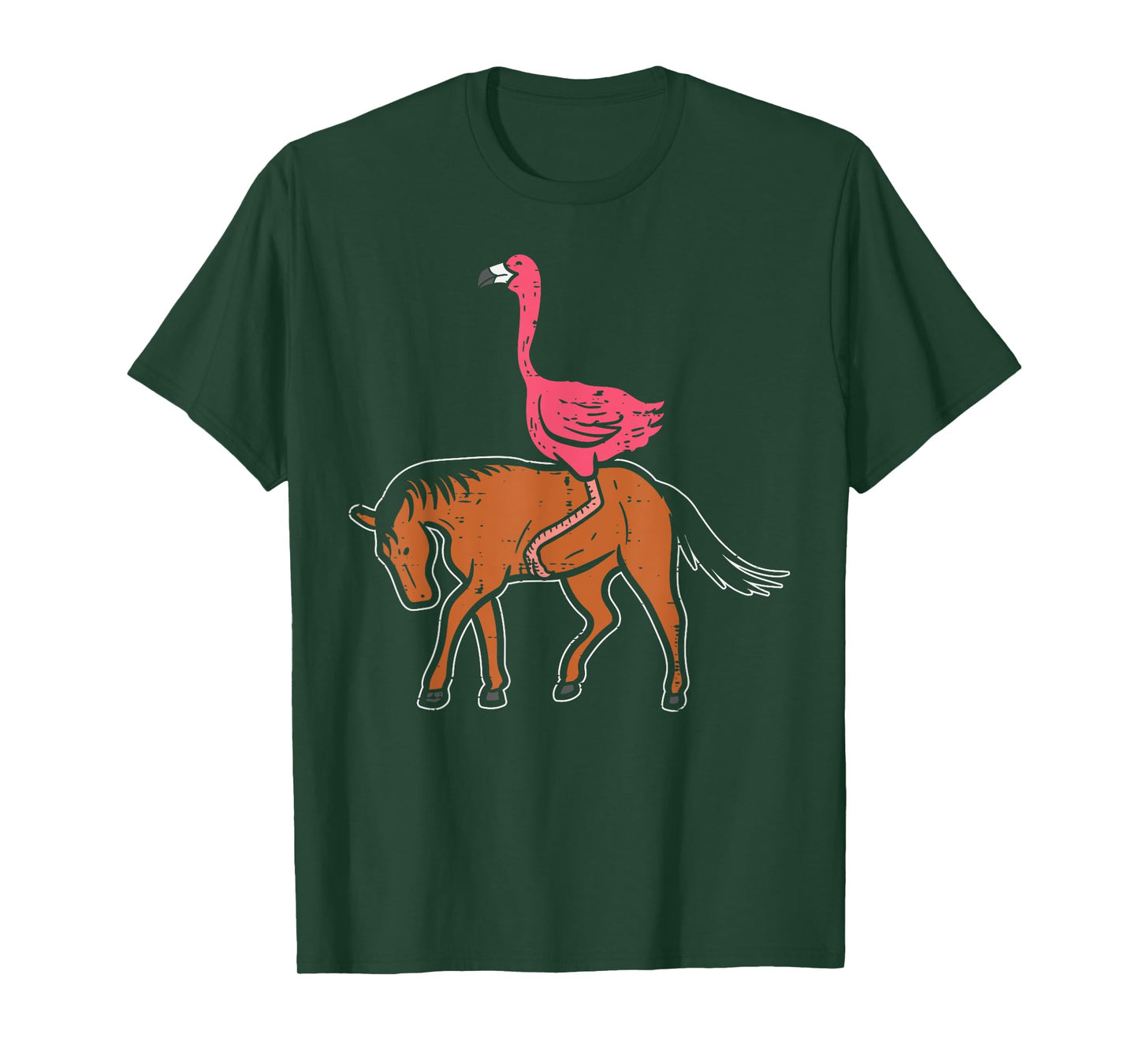 Flamingo Riding Horse Funny Bird Animal Lover Men Women Kids T-Shirt
