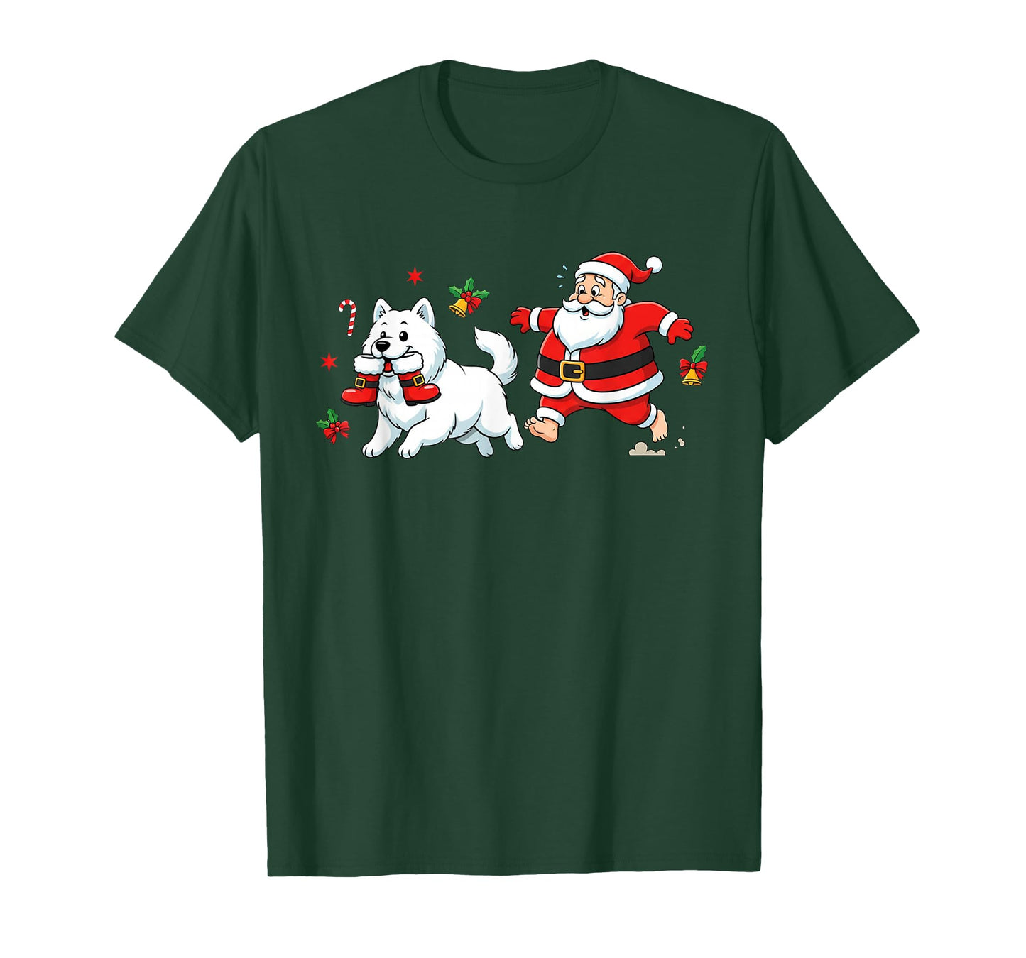 Funny Samoyed Santa Claus Boots Christmas Womens Mens Kids T-Shirt