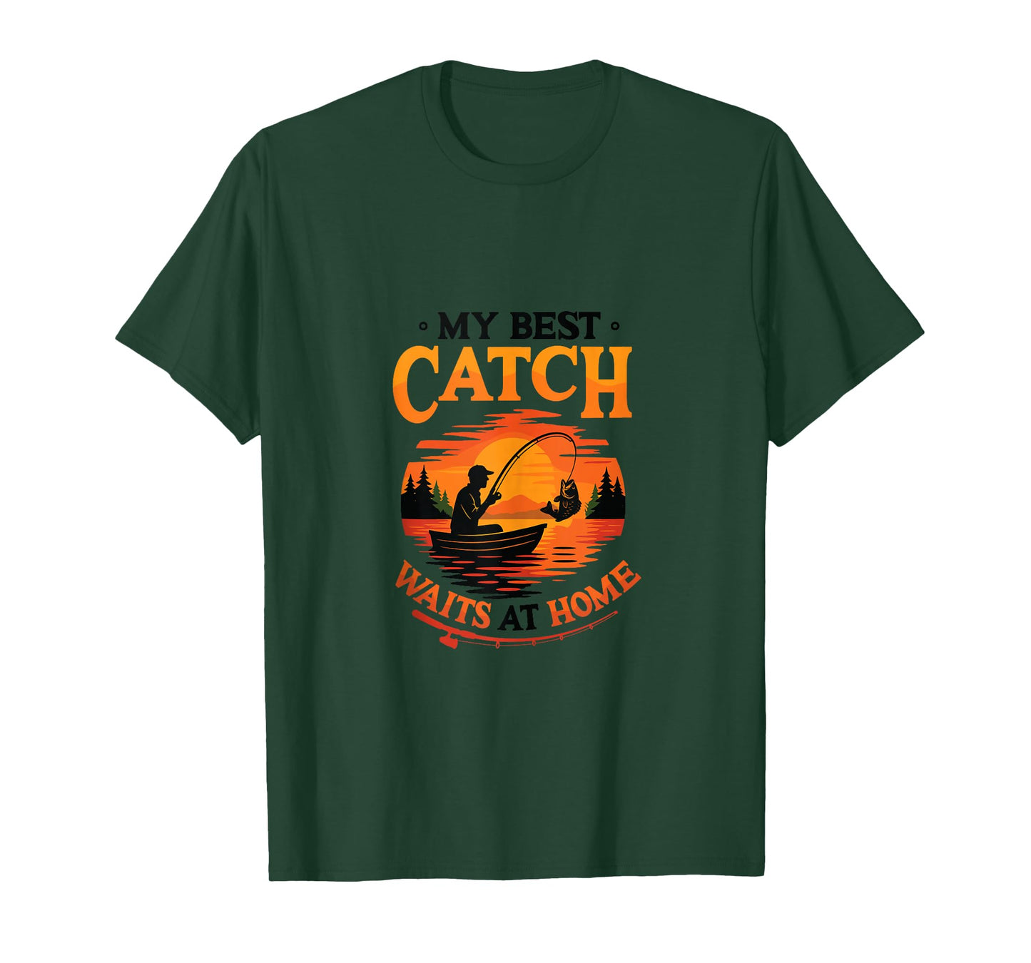 My Best Catch Waits at Home Funny Husband Fishing Tank Top