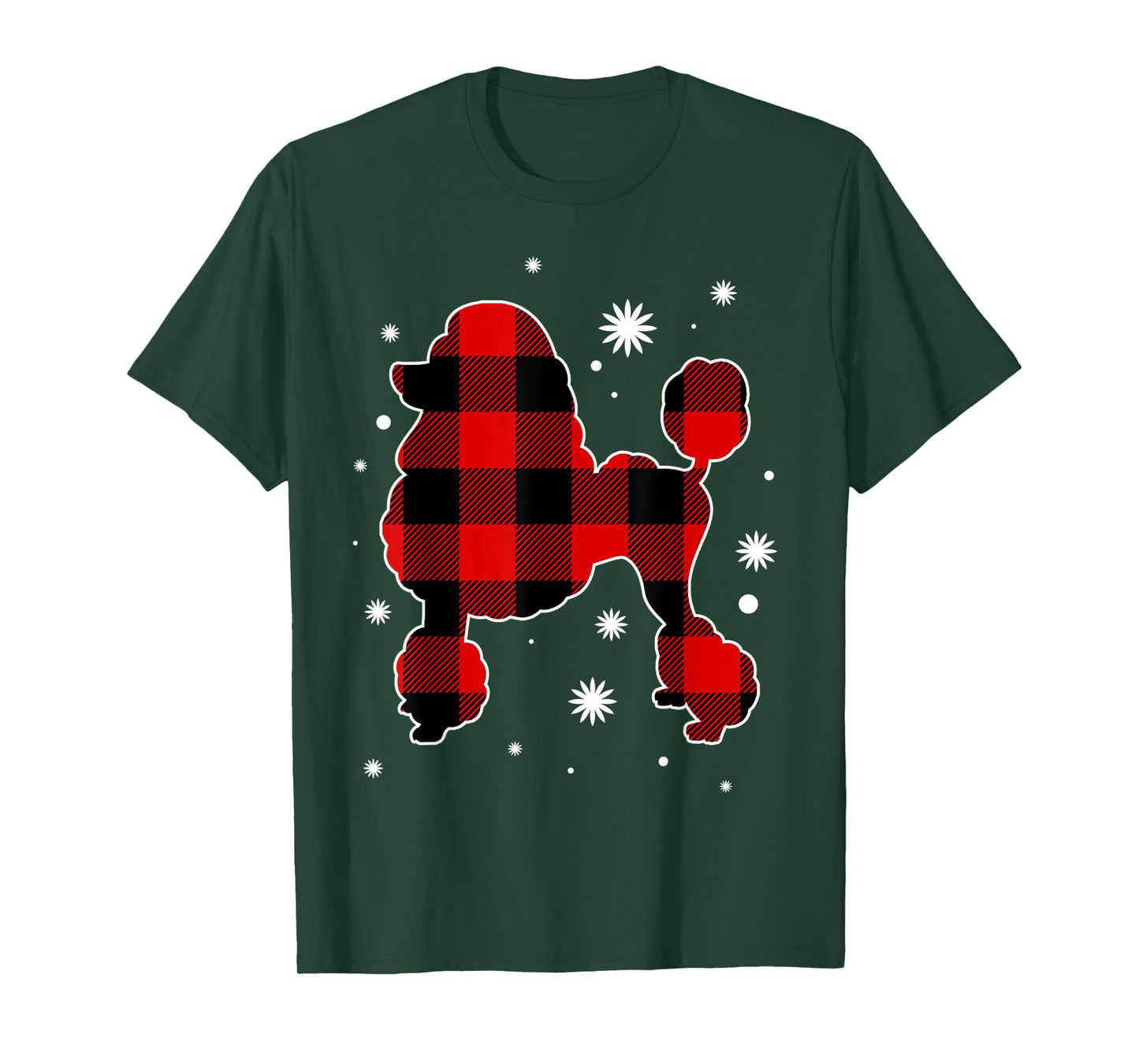 Poodle Christmas Pajama Dog Buffalo Plaid Xmas T-Shirt for Men Women Kids