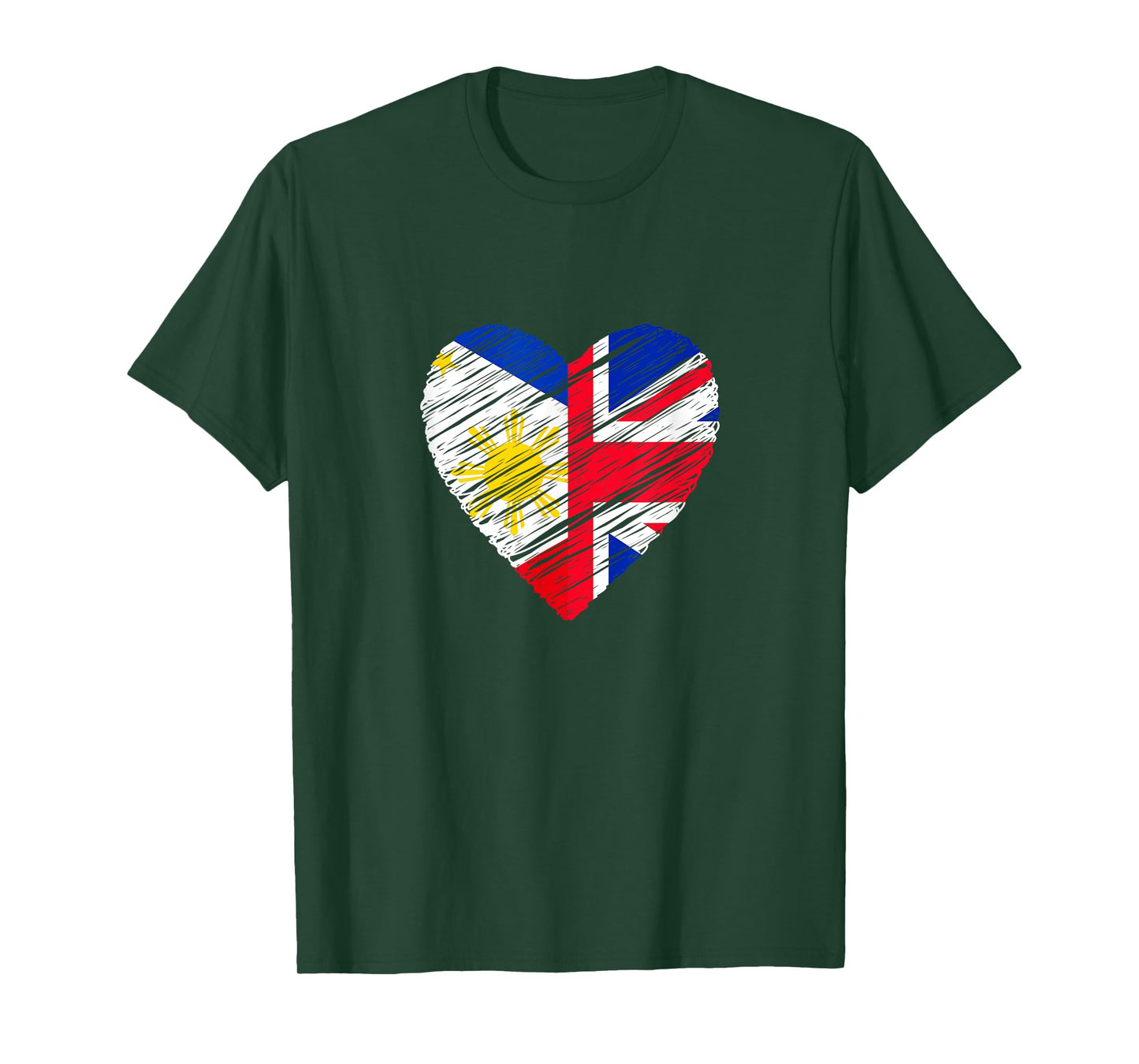 Philippines Great Britain Heart UK Flag Filipino Flag Heart T-Shirt