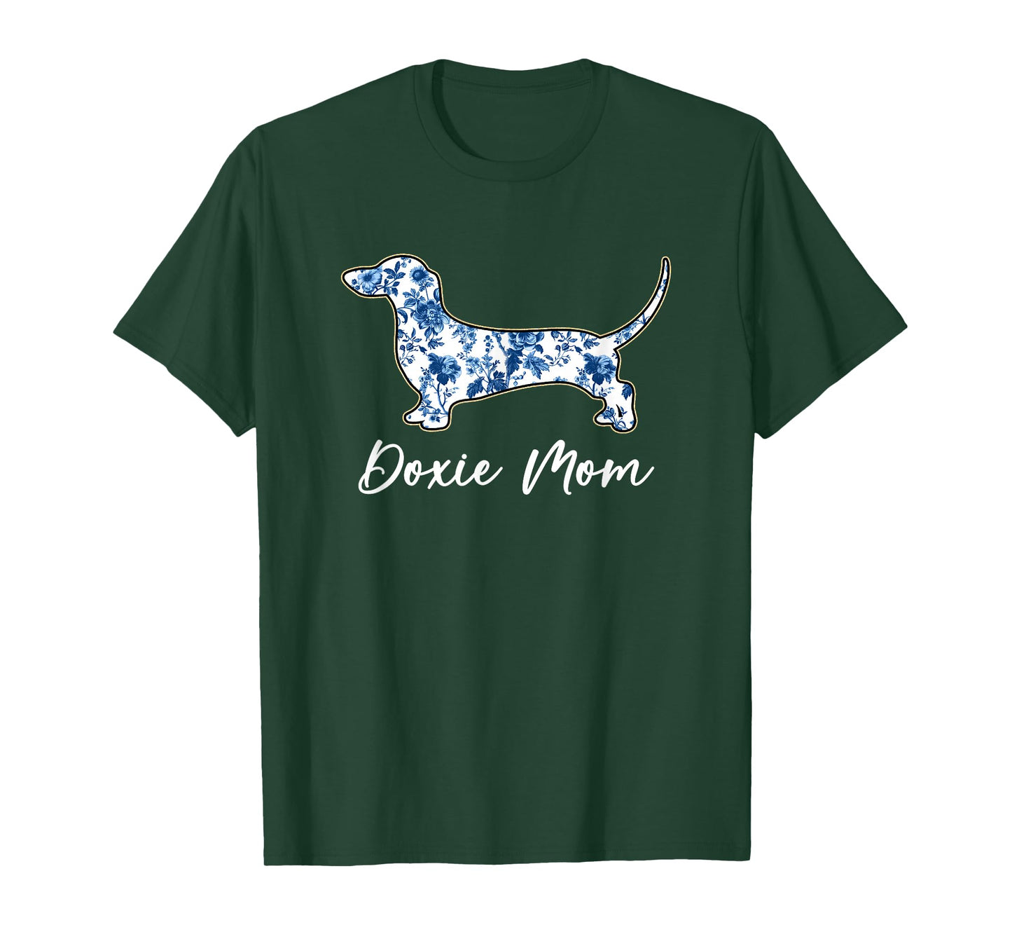 Dachshund Mom Doxie Dog Blue Chinoiserie Dog Lover Women T-Shirt