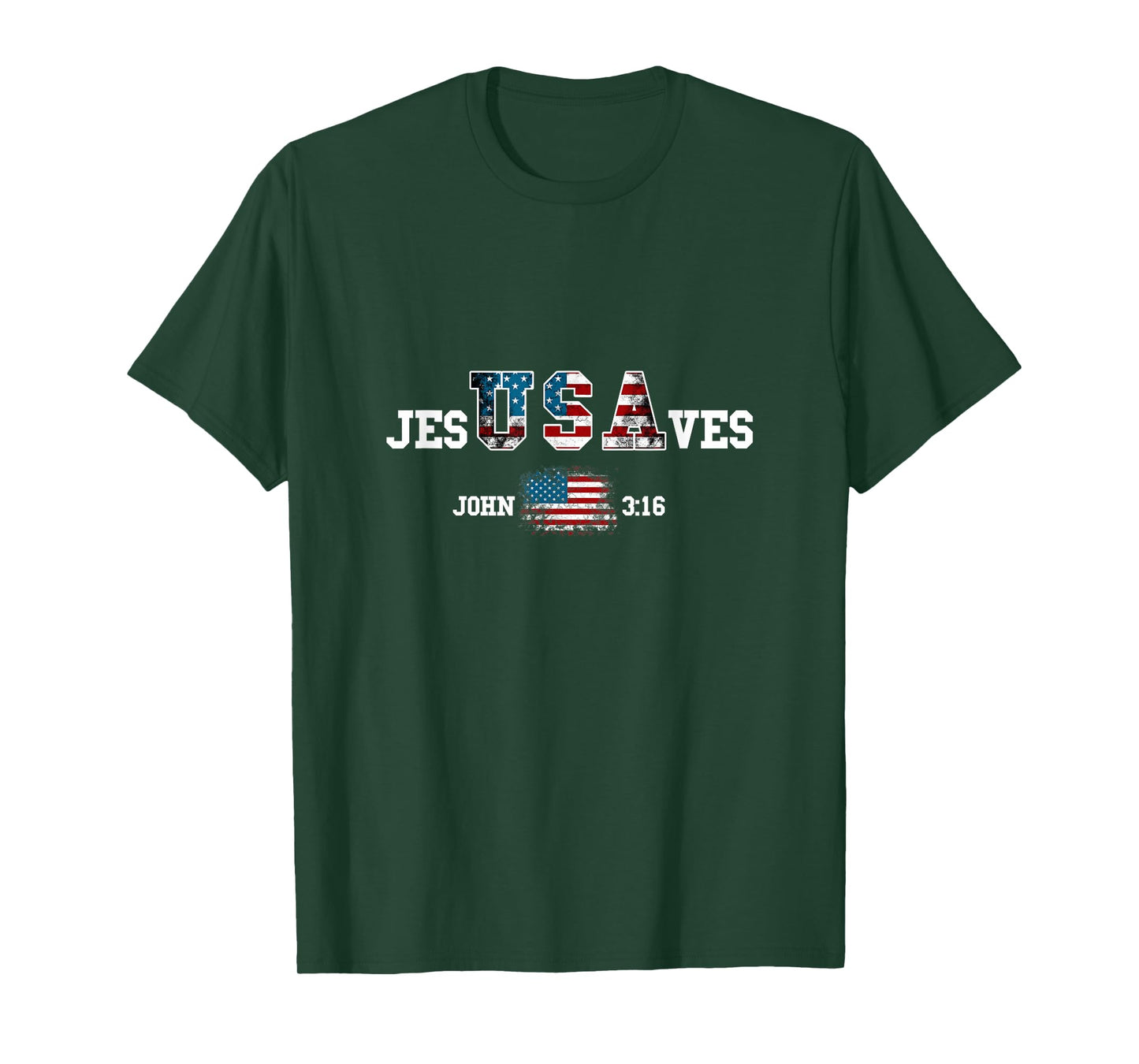 Jesus Saves USA American Flag Patriotic Christian T-Shirt