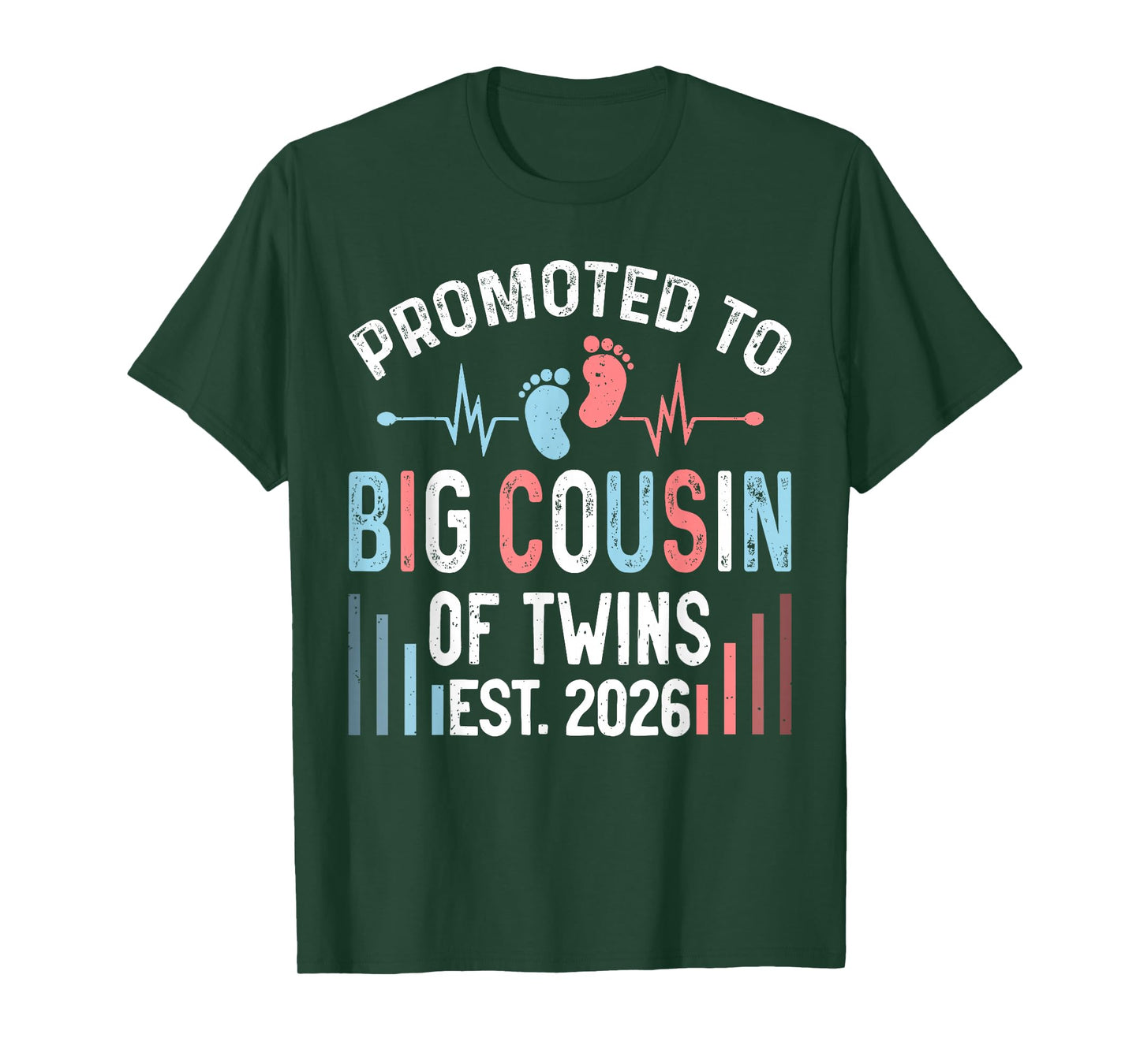 Promoted to Big Cousin of Twins Est 2026 Twin Baby Shower T-Shirt