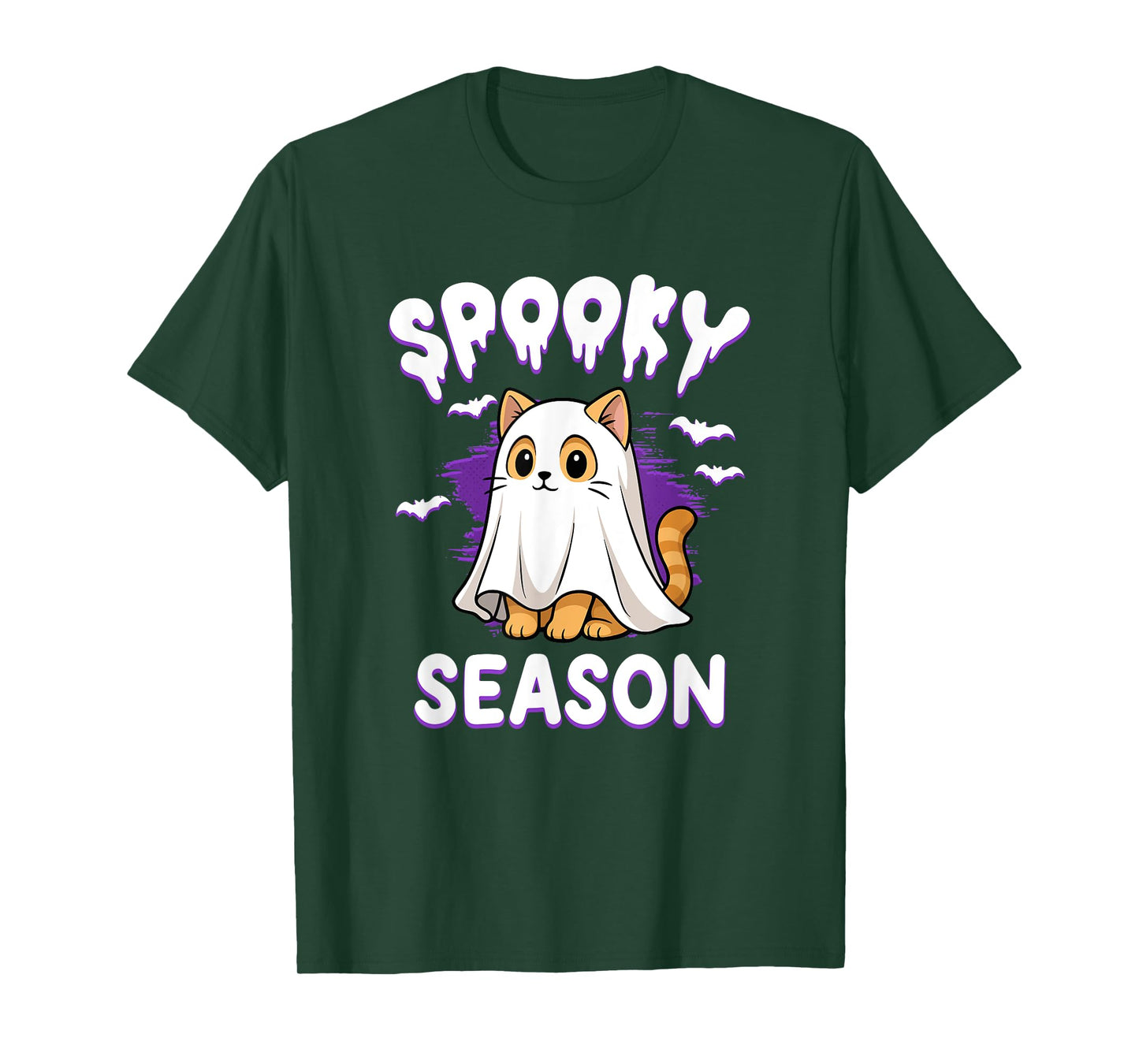 Funny Spooky Season Cat Ghost Cute Halloween T-Shirt