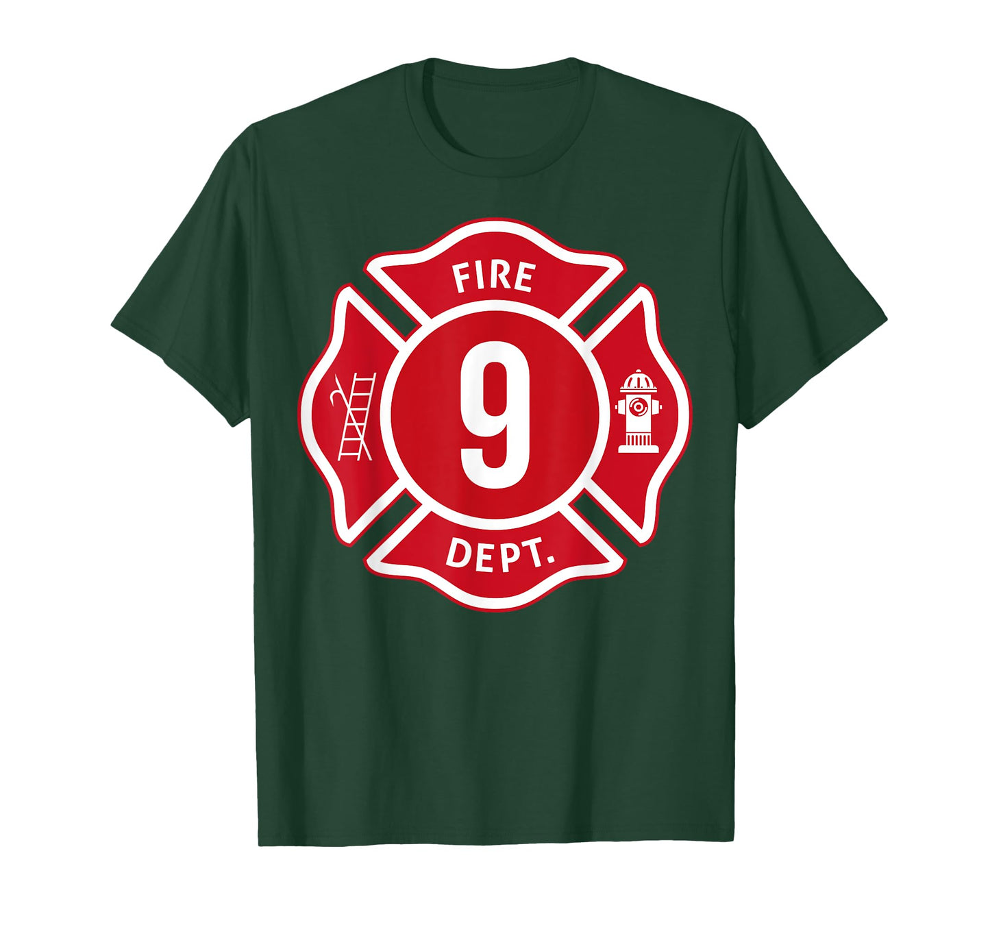 Kids Fire Truck 9th Birthday Boy Firefighter 9 Year Old T-Shirt