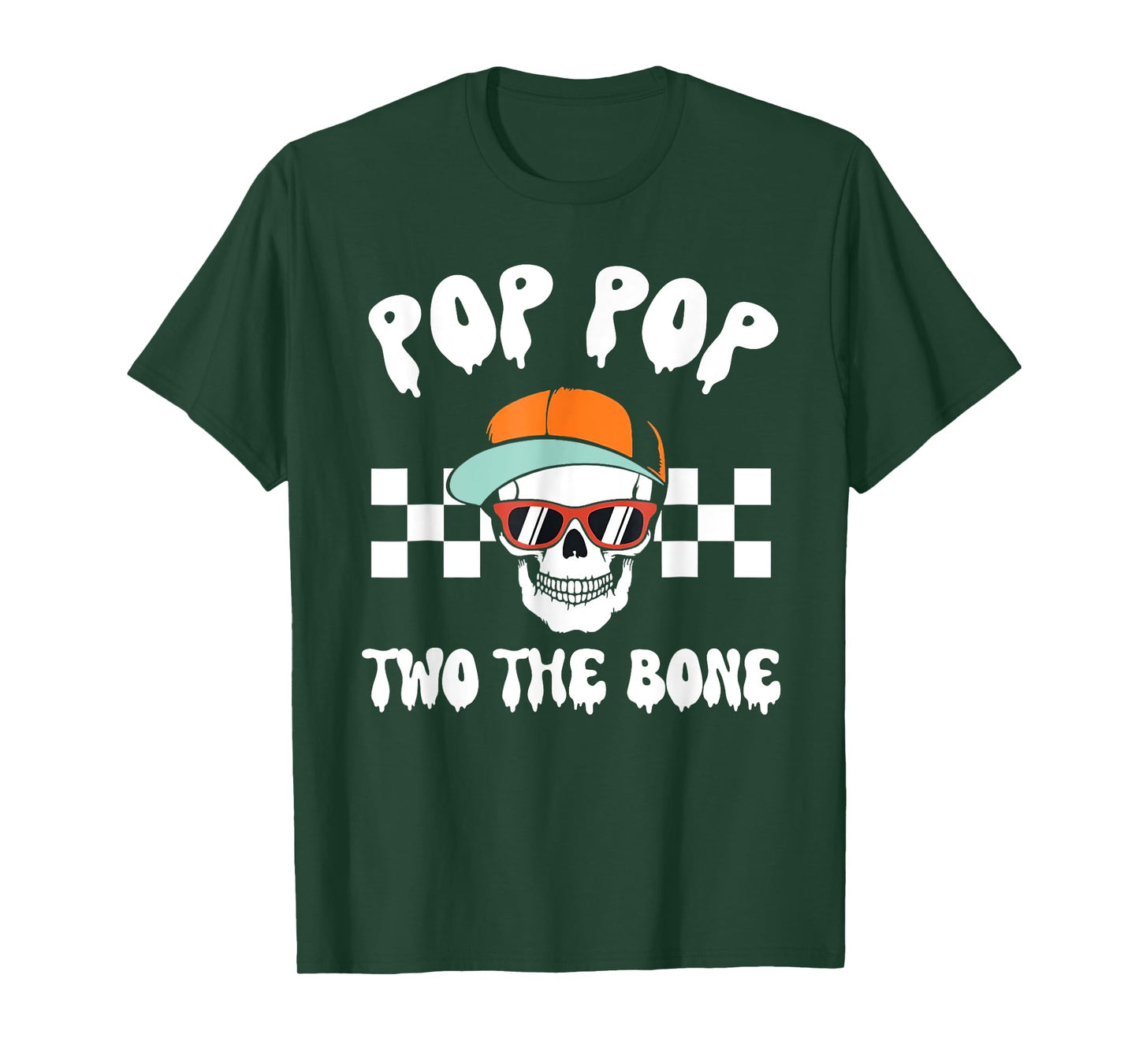 Pop Pop Two The Bone Skeleton Halloween 2nd Birthday Poppy T-Shirt
