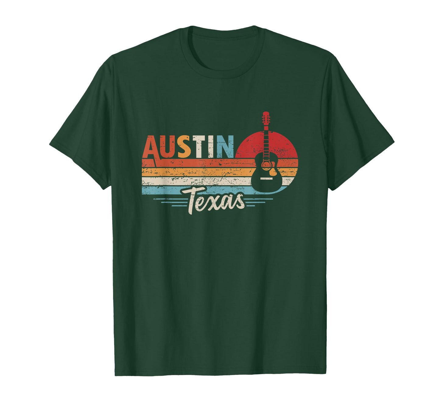 Retro Austin Texas Guitar Music T-Shirt