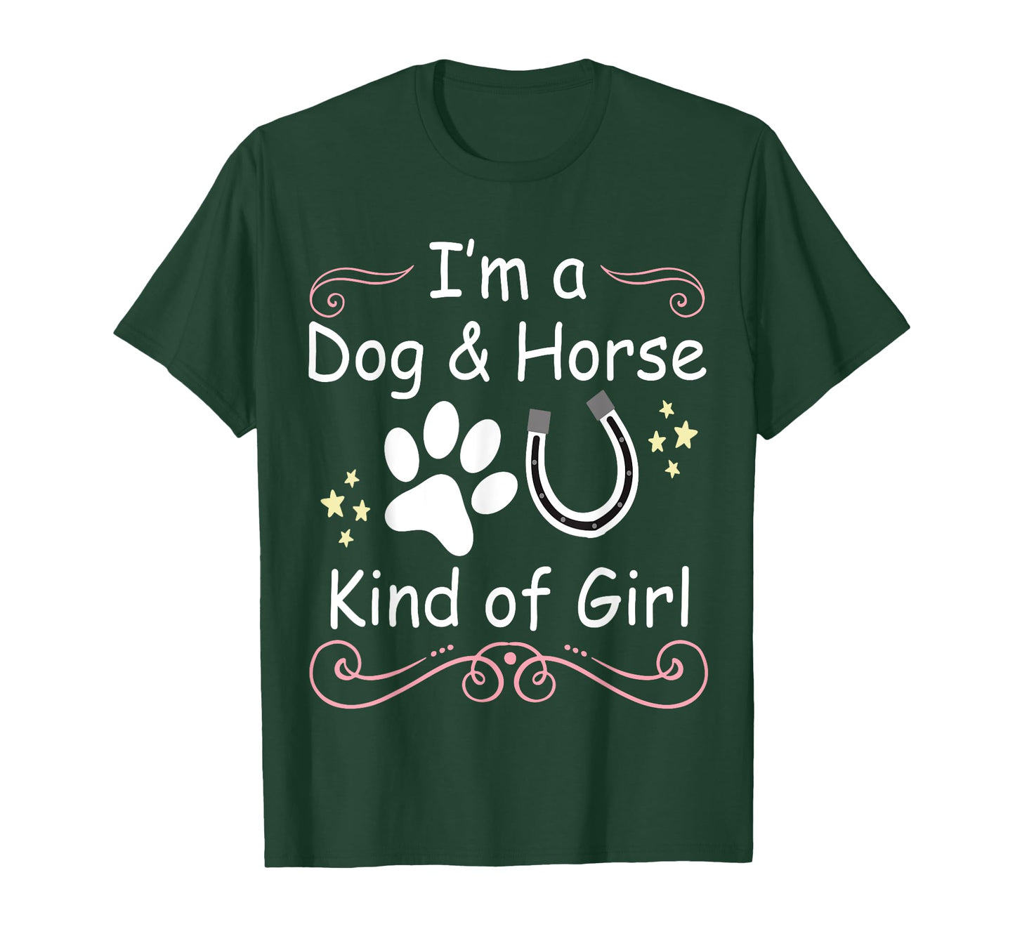 I'm A Dog And Horse Kind Of Girl Paw Print Horseshoe Gift T-Shirt