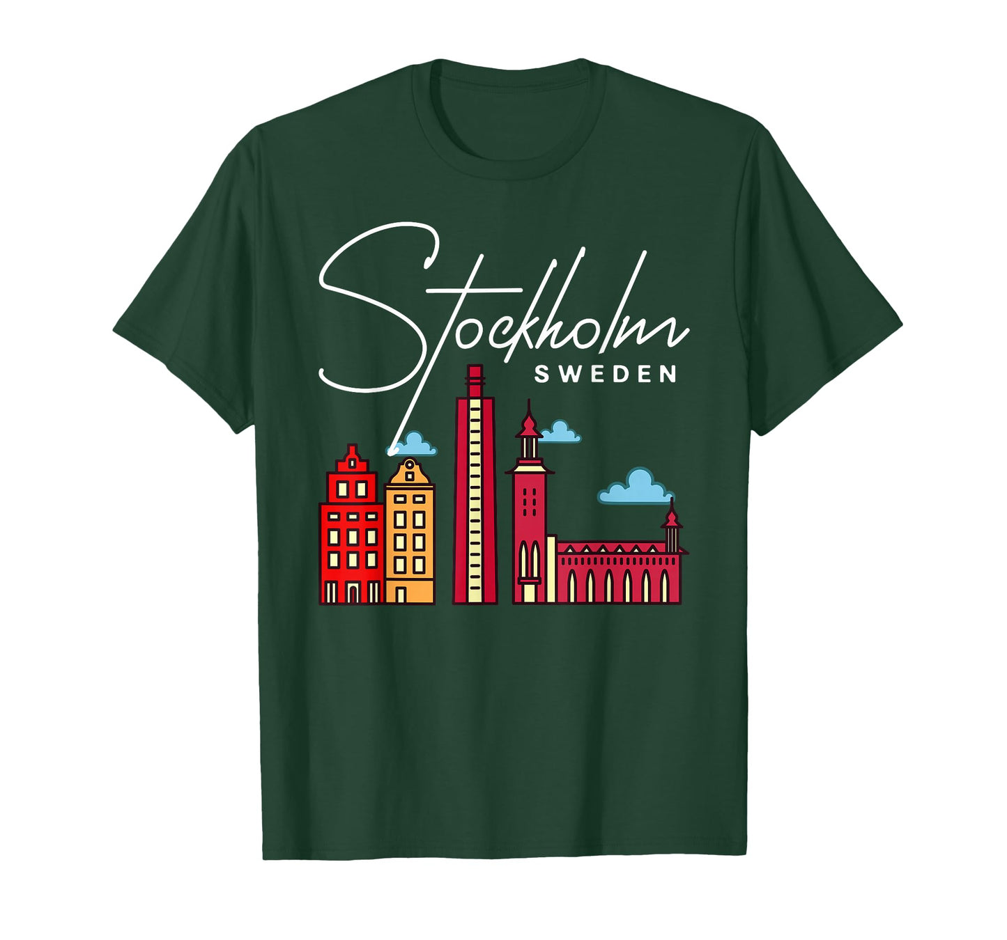 Stockholm Sweden City Skyline Map Travel T-Shirt
