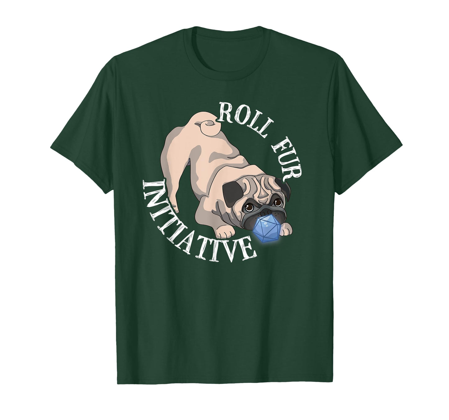 D20 Pug Dog Tabletop RPG Gamer Pun T-Shirt