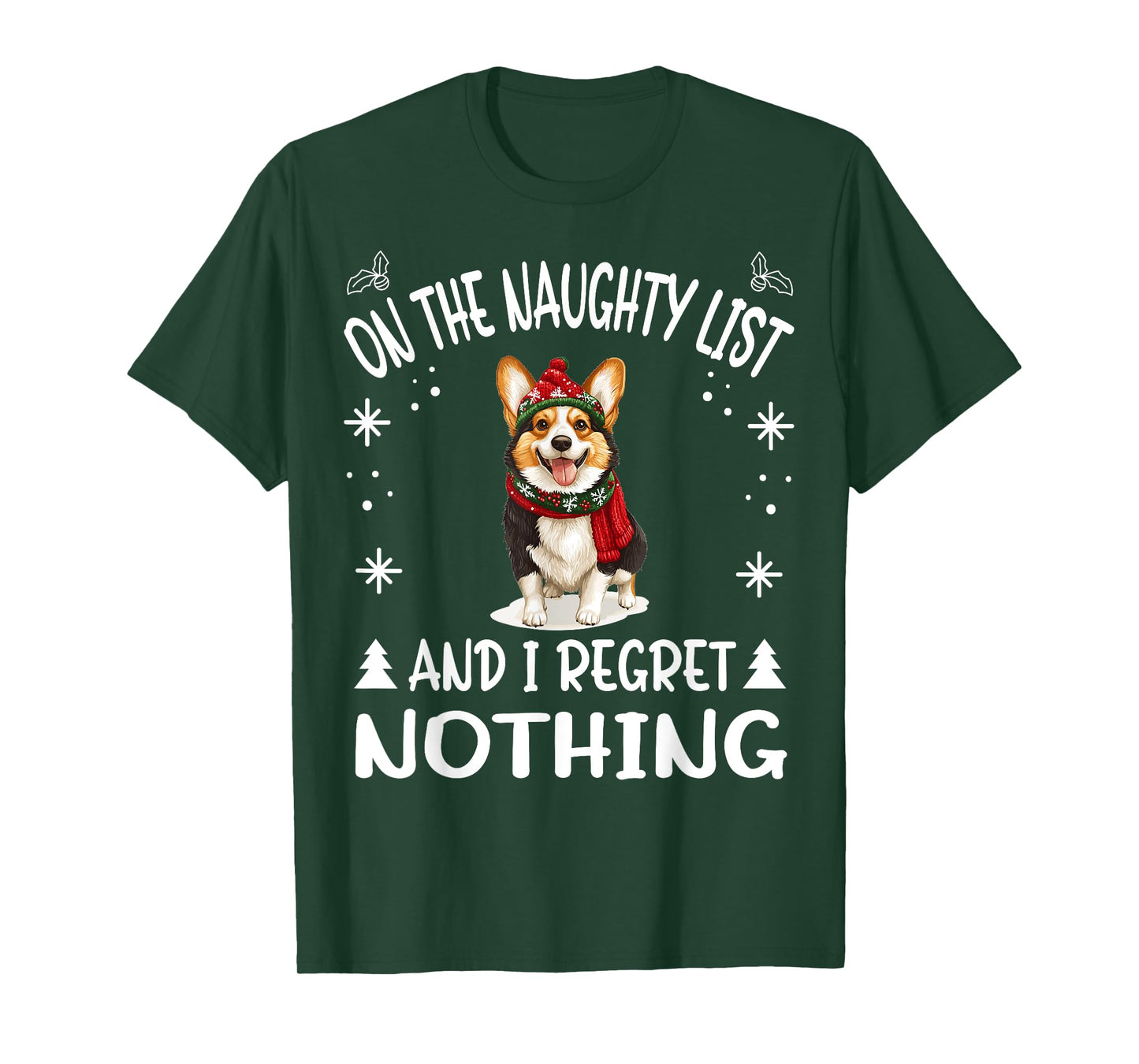 Cute Cardigan Welsh Corgi Dog Christmas On The Naughty List T-Shirt