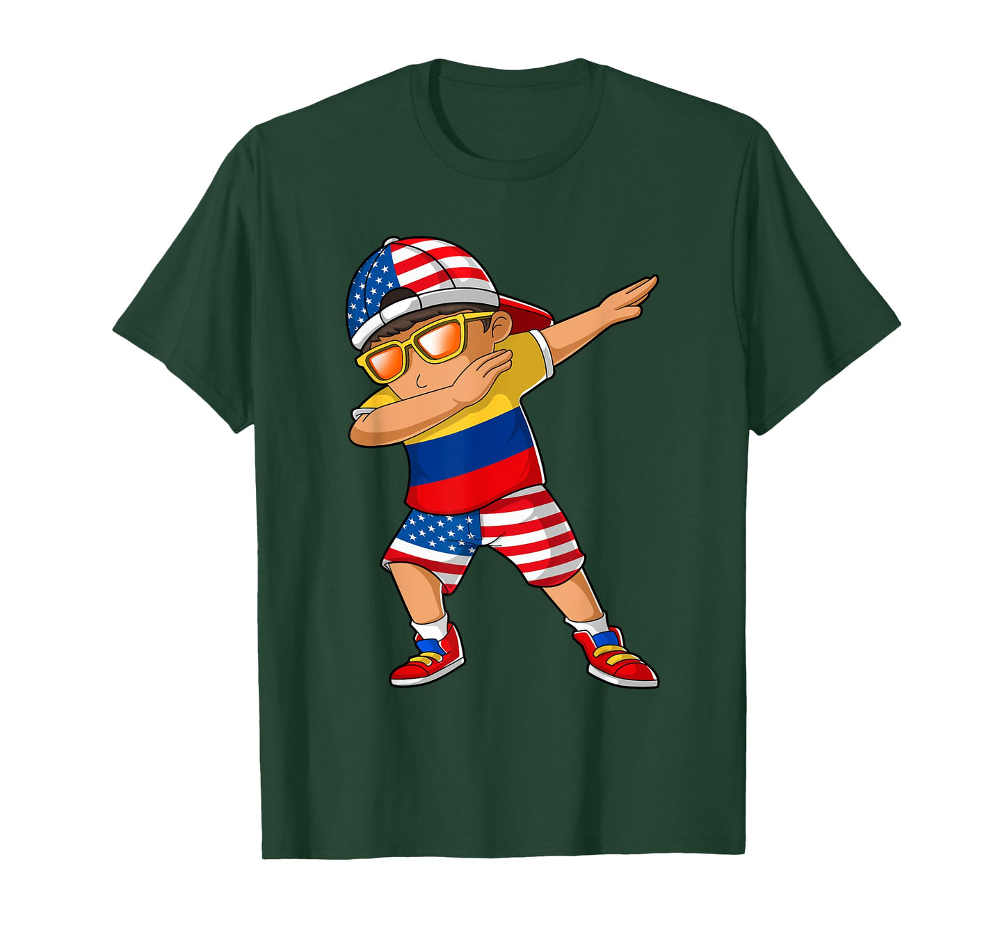 Half American Half Colombian Boy Kid Colombia Flag Patriotic T-Shirt