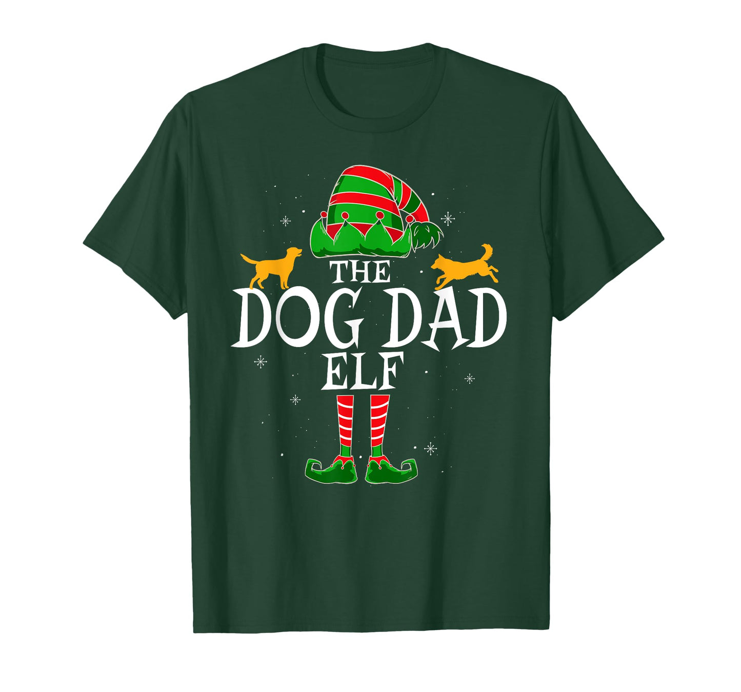 Dog Dad Elf Group Matching Family Christmas Daddy Funny T-Shirt for Men