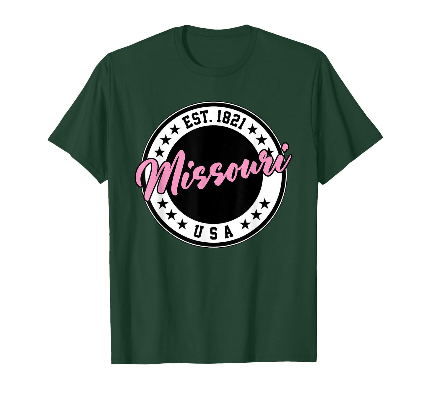 Missouri USA Script Circle Pink Text T-Shirt