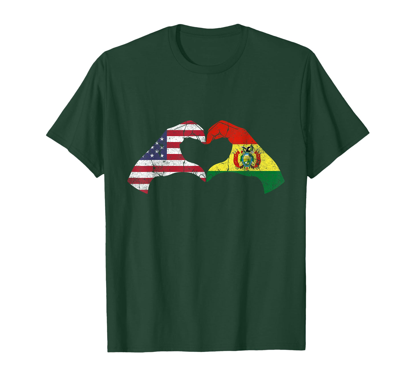 USA Bolivia Hand Flag Heart Bolivian Americans Love T-Shirt