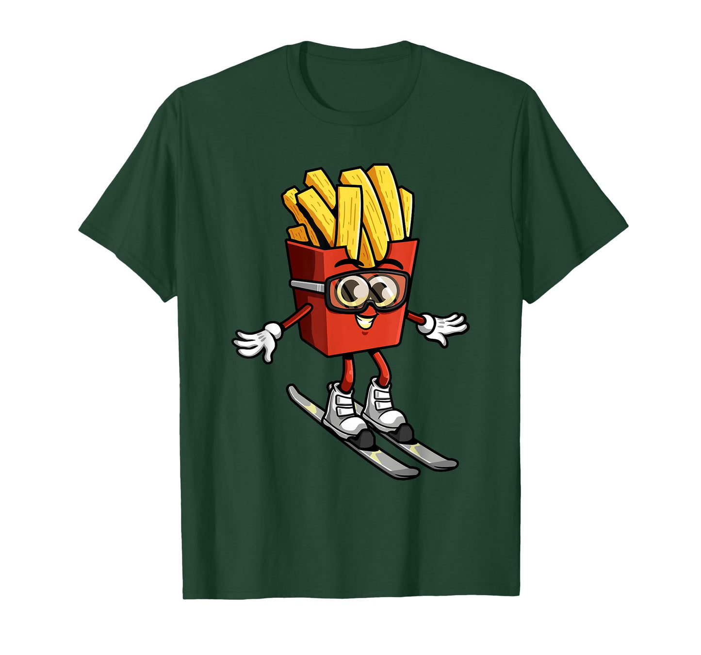 Funny French Fry Ski Potato Fries Skiing Instructor Outfit T-Shirt