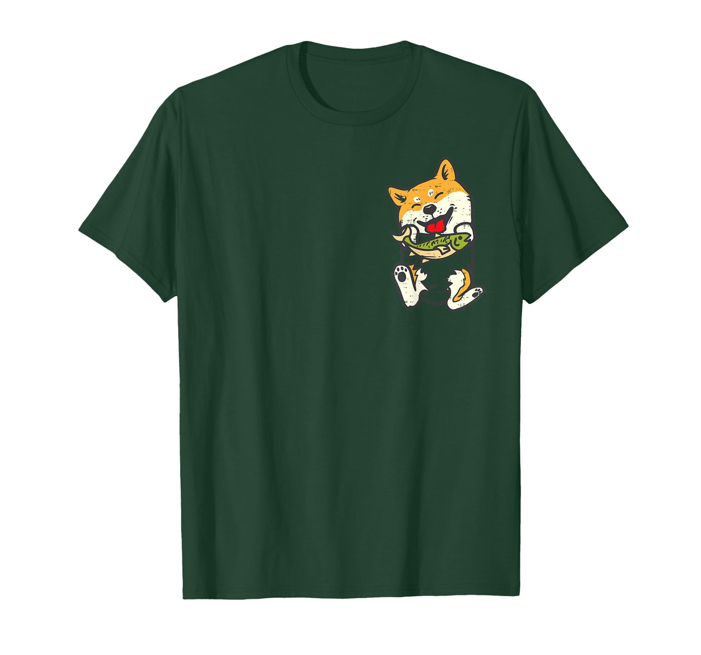 Shiba Inu Dog Fish Pocket Kawaii Fishing Doge Women Men Kids T-Shirt