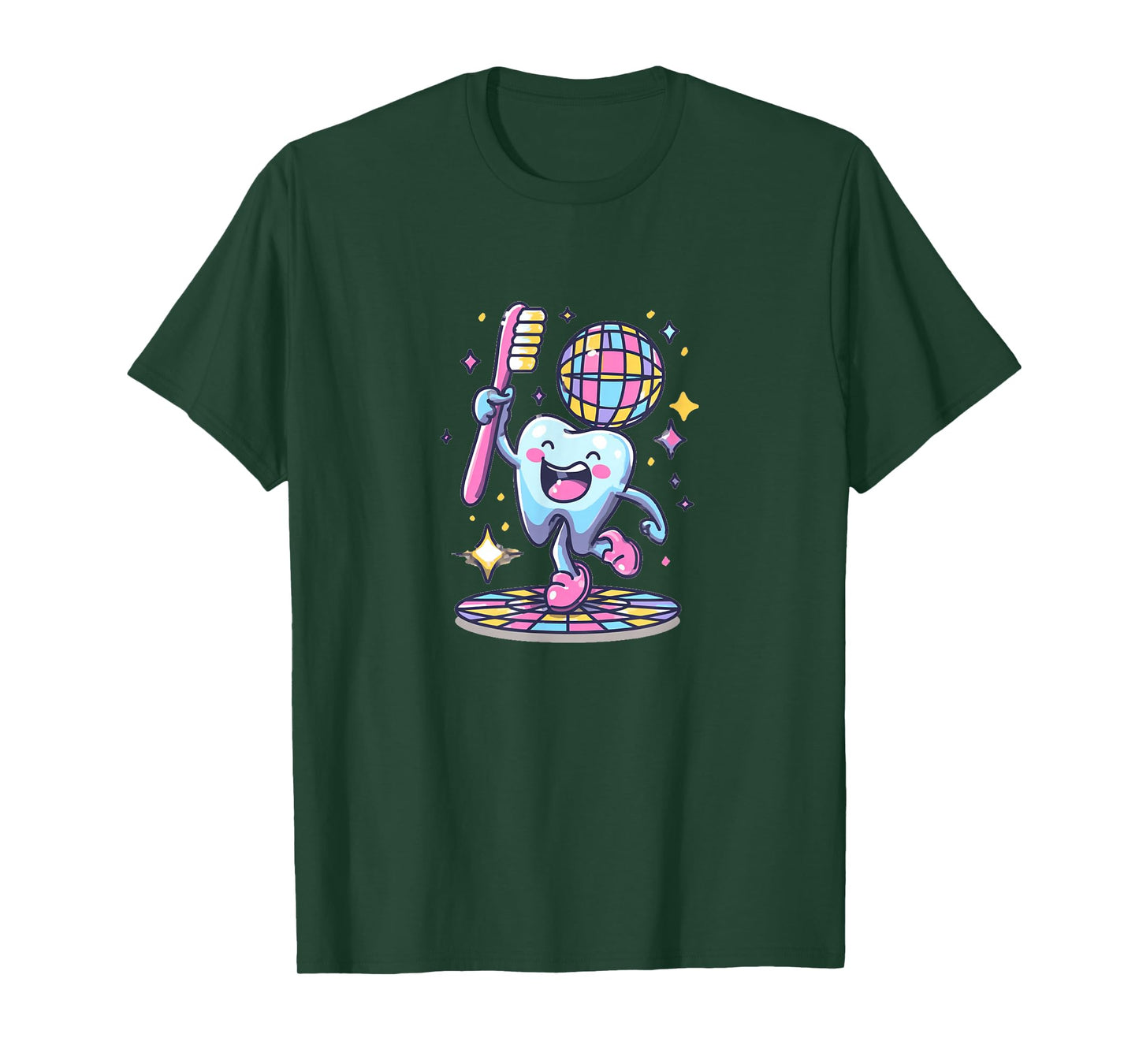Pretty Tooth in Disco with Toothbrush for Adults and Kids T-Shirt