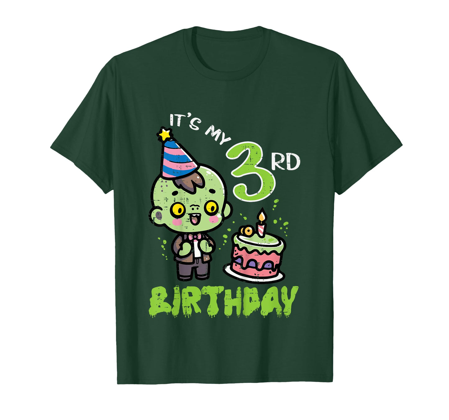Its My 3rd Birthday Zombie 3 Three Year Old Bday Boys Girls T-Shirt