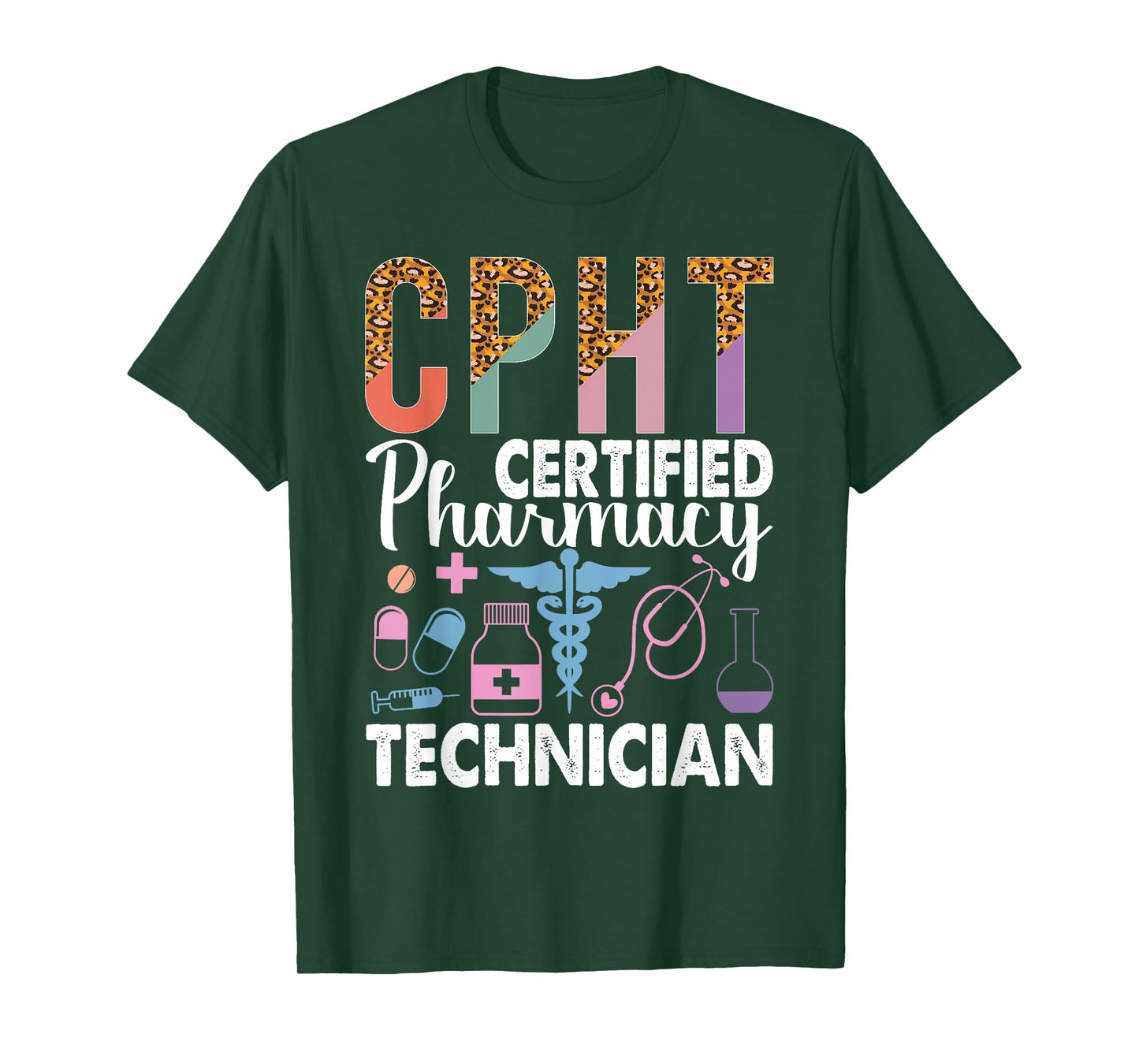 CPHT Leopard Certified Pharmacy Technician T-Shirt