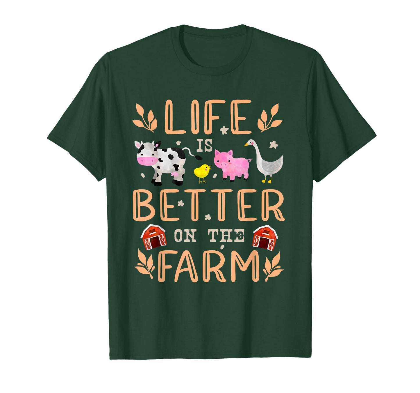 Life Is Better On The Farm Cute Animals Farmer Farming Girl T-Shirt
