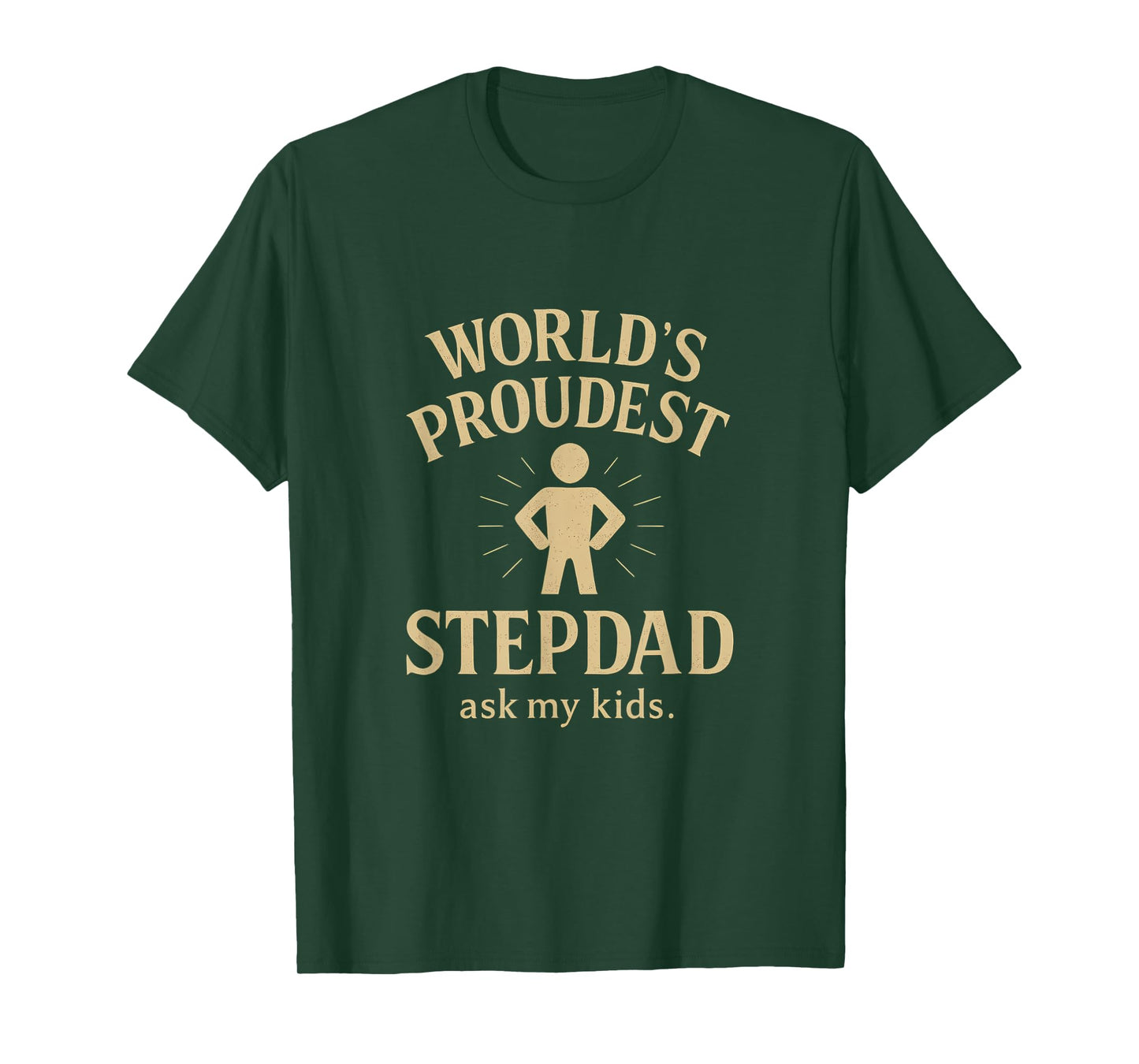 World's Proudest Stepdad Vintage Gold White T-Shirt