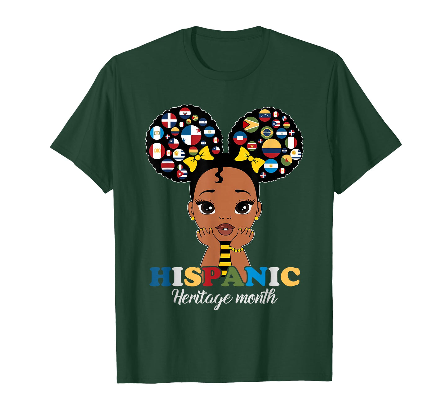 Girls Hispanic Heritage Month Latino Countries Flags Kids T-Shirt