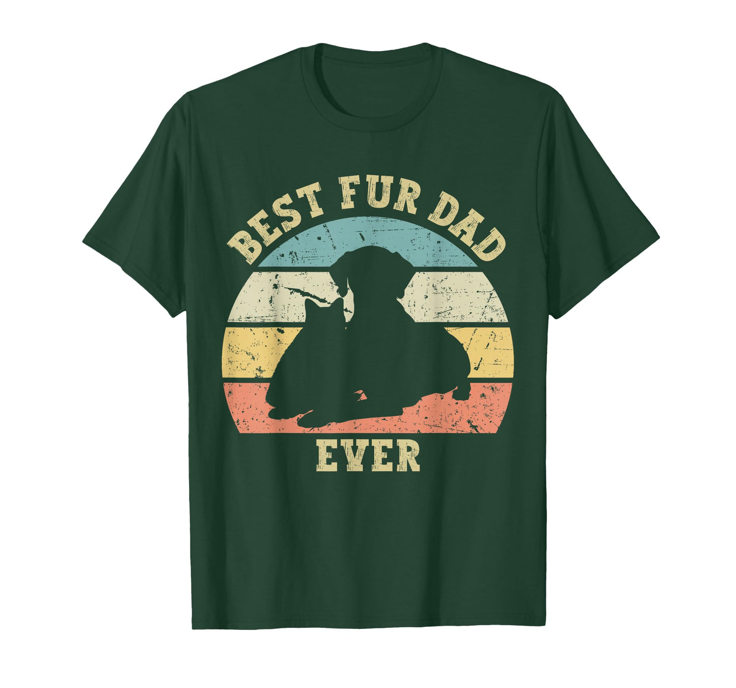 Mens Funny Best Fur Dad Ever Vintage Retro Dog Cat Owner T-Shirt