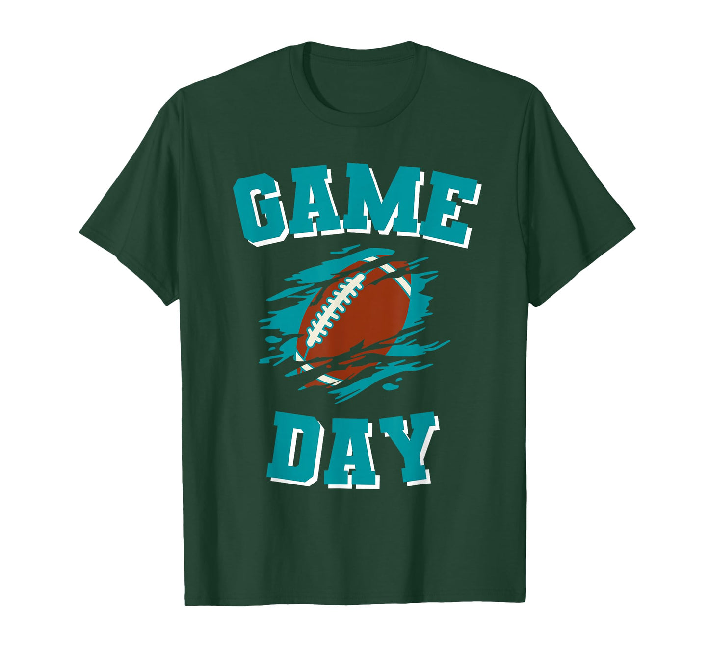 Game Day Kick Off Football Aqua and Orange Team Fan T-Shirt