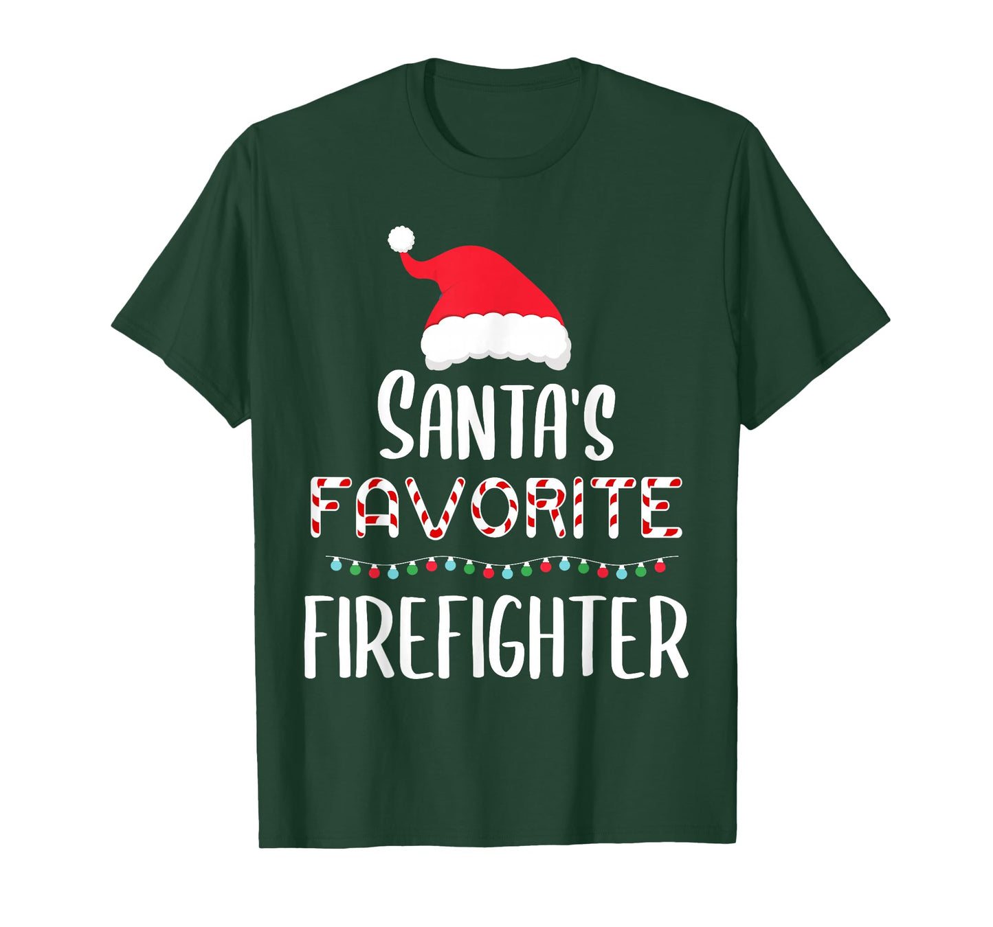 Santas Favorite Firefighter Pajamas Xmas Firefighter Costume T-Shirt