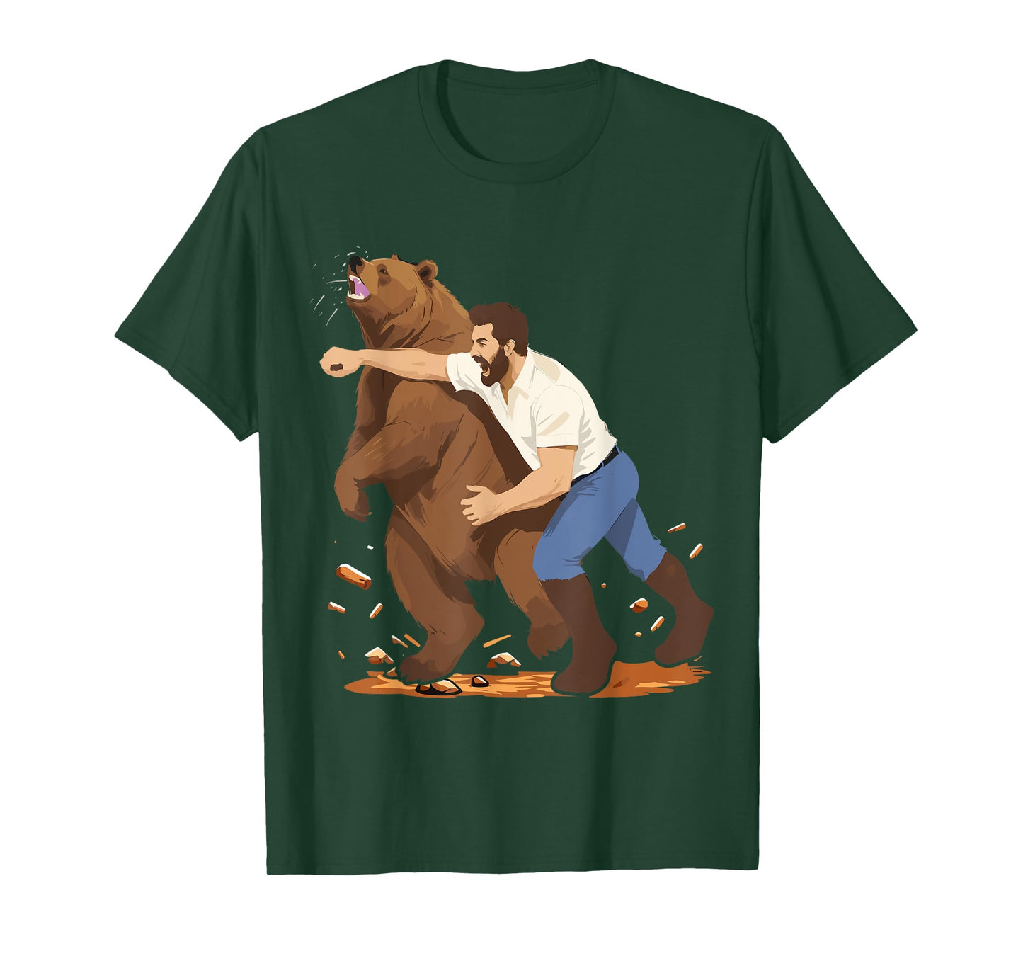 Man Punching Bear Funny Wilderness T-Shirt