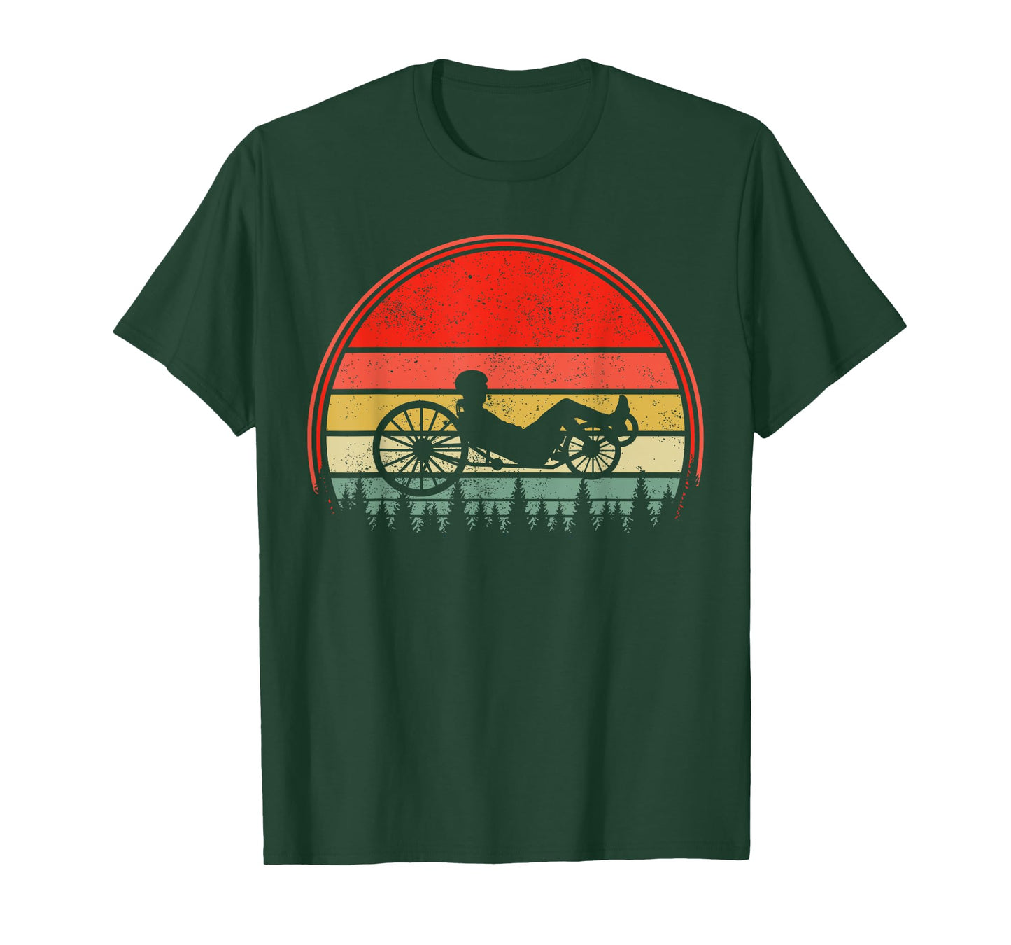 Recumbent Bike Recumbent Trike Vintage Sunset Triker Cyclist T-Shirt