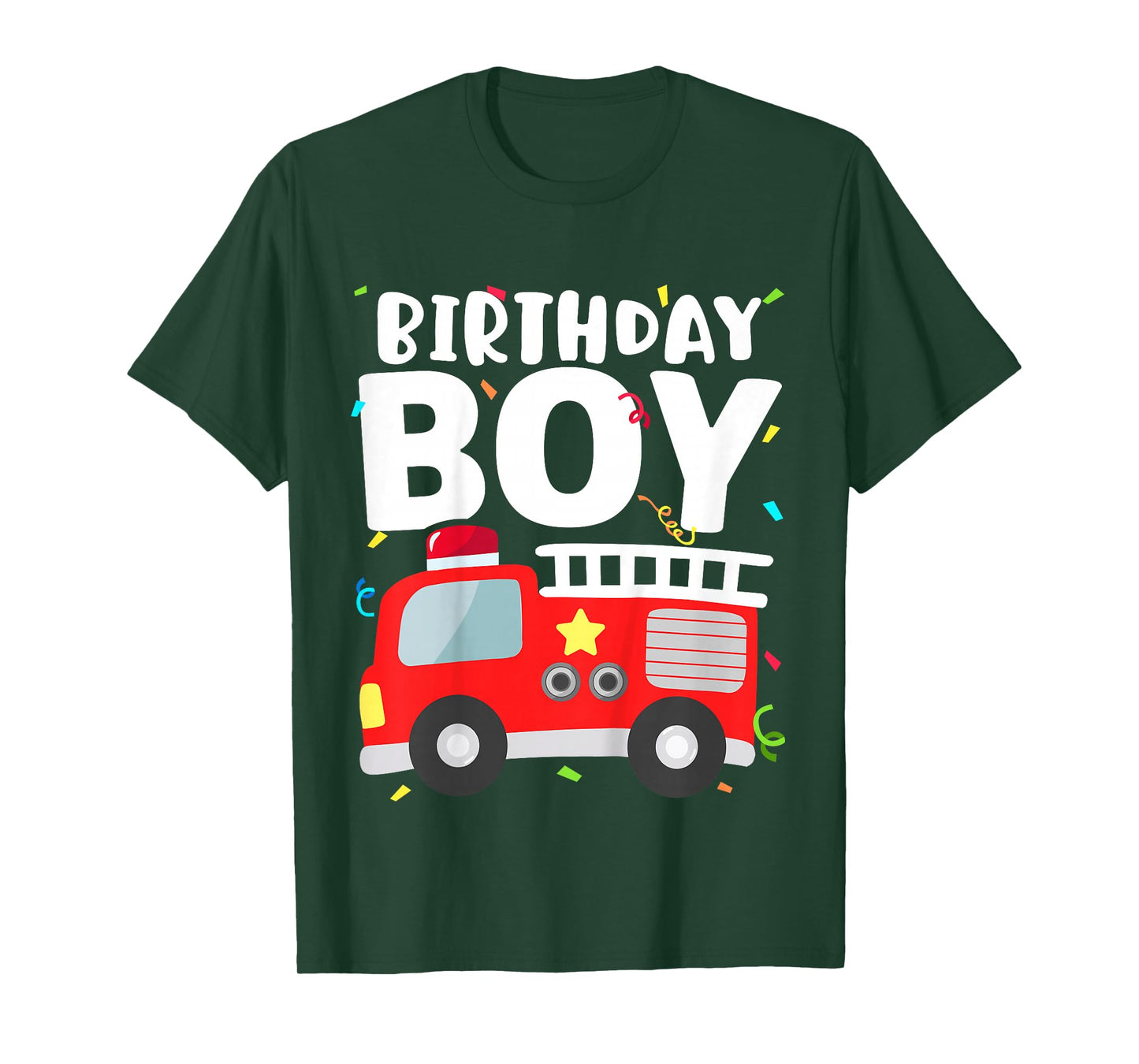 Kids Birthday Boy Fire Truck Party Firefighter Theme Toddler T-Shirt