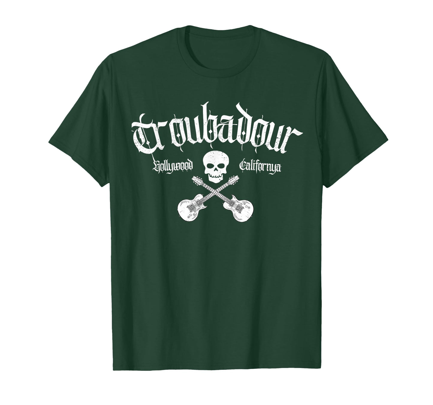 Vintage Skull Troubadour Guitar Rock Music Tee T-Shirt