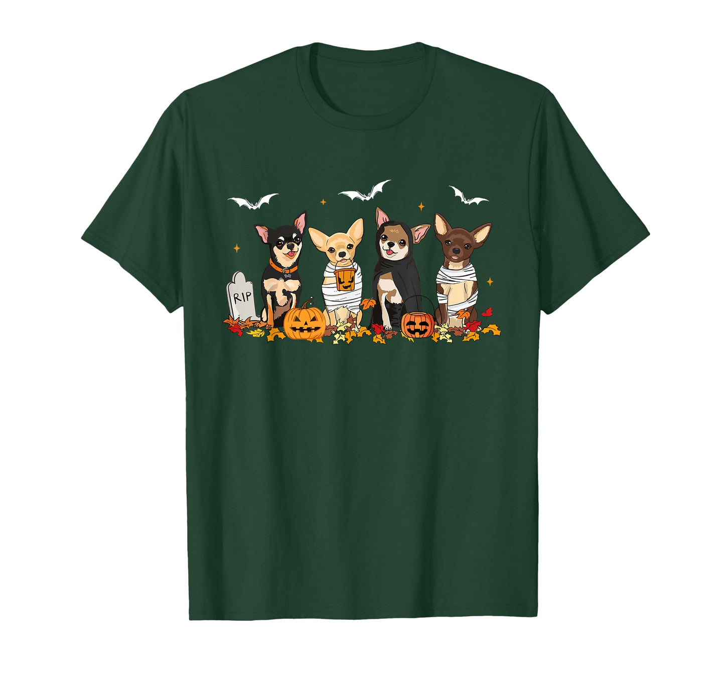 Funny Pumpkin Ghost Chihuahua Halloween Chihuahua Dog Mom T-Shirt for Men Women
