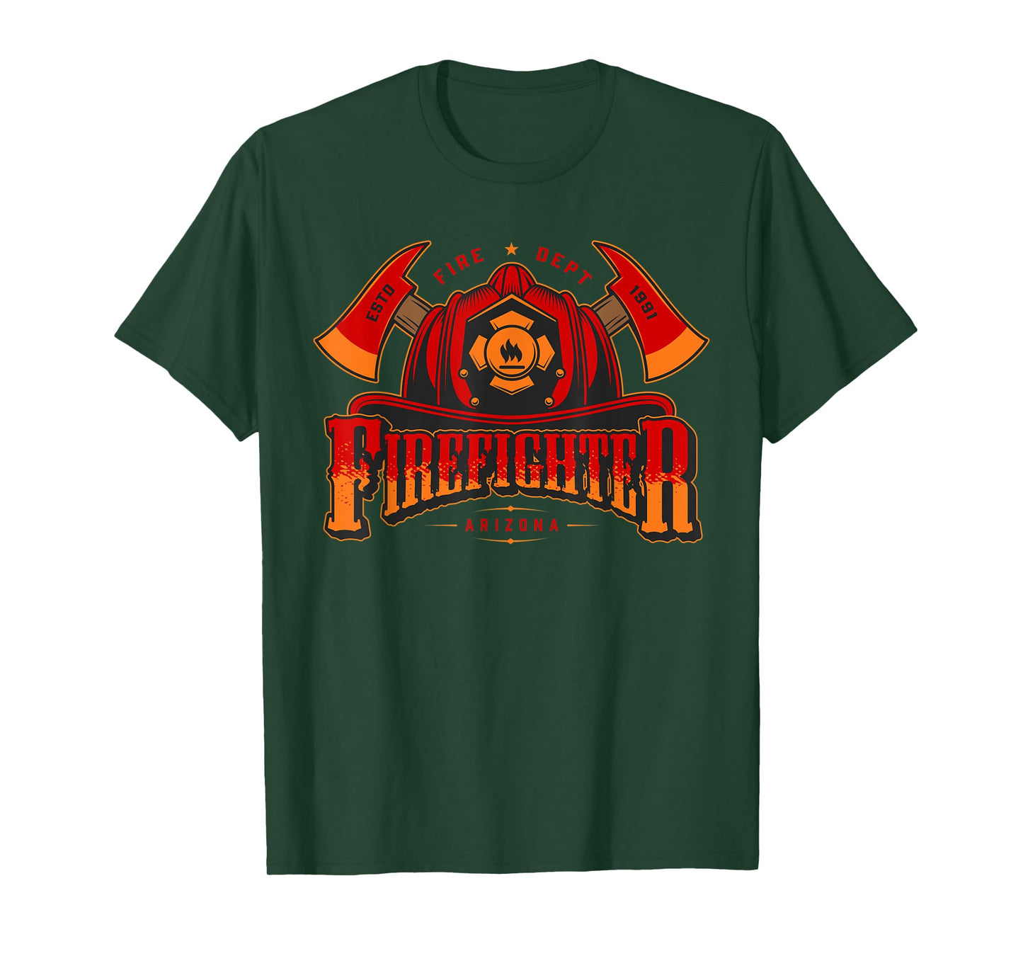 Vintage Firefighter Badge, Fire Dept., Arizona Estd. 1991, T-Shirt
