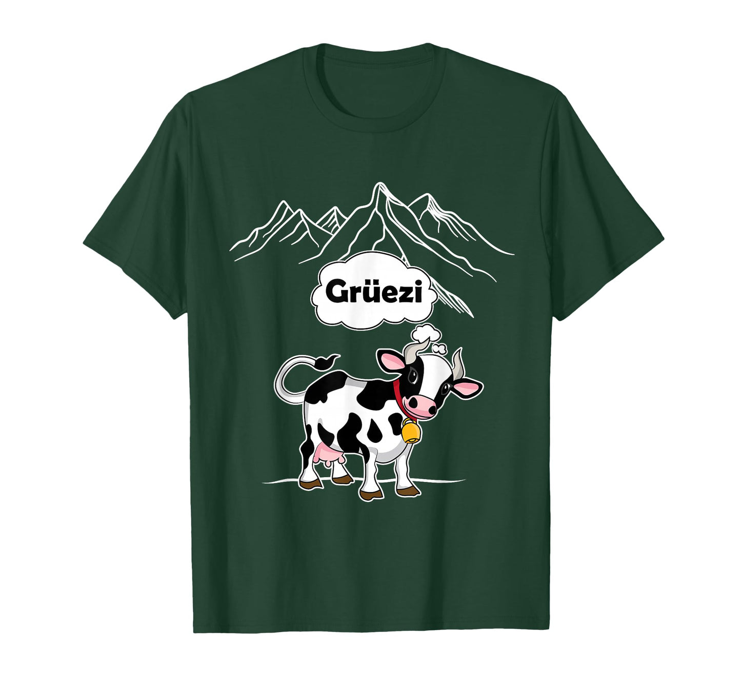 Switzerland Cow Gruezi Swiss German Mountains T-Shirt