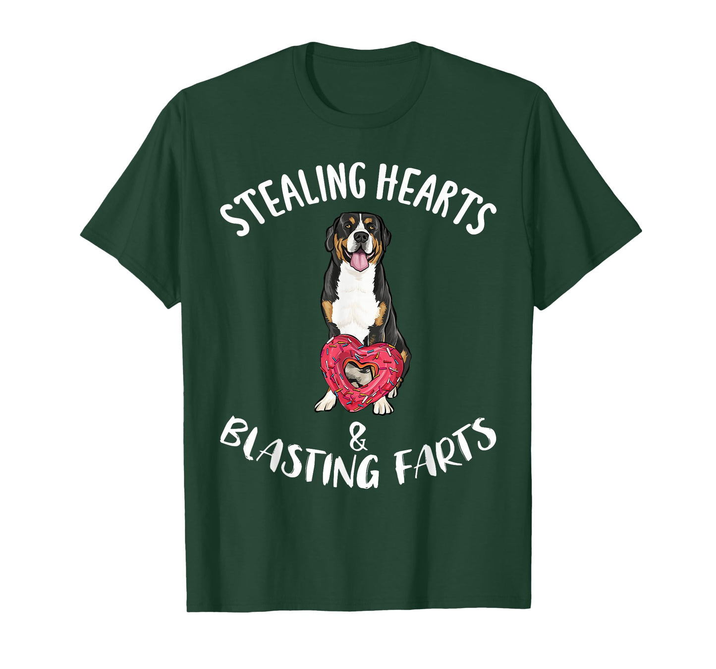 Stealing Hearts Blasting Farts Greater Swiss Mountain Dog T-Shirt