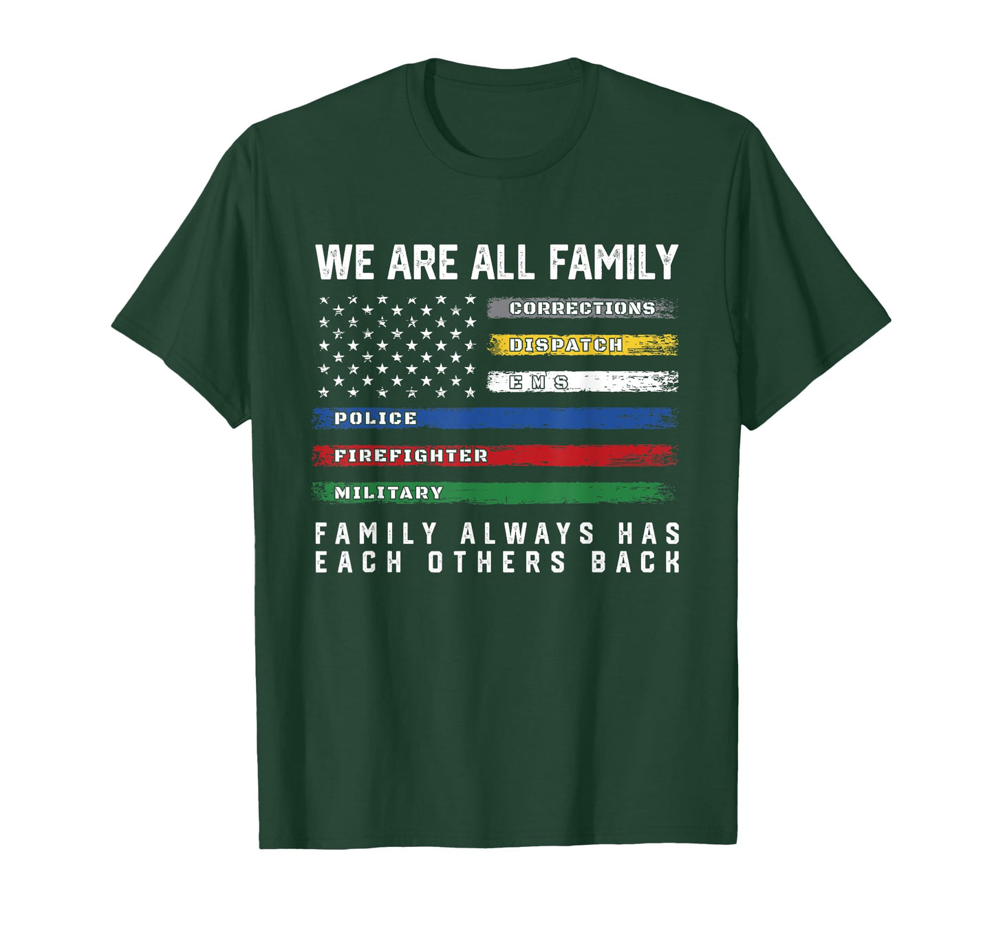 Thin Line Flag USA American Flag Gift - We are All Family T-Shirt