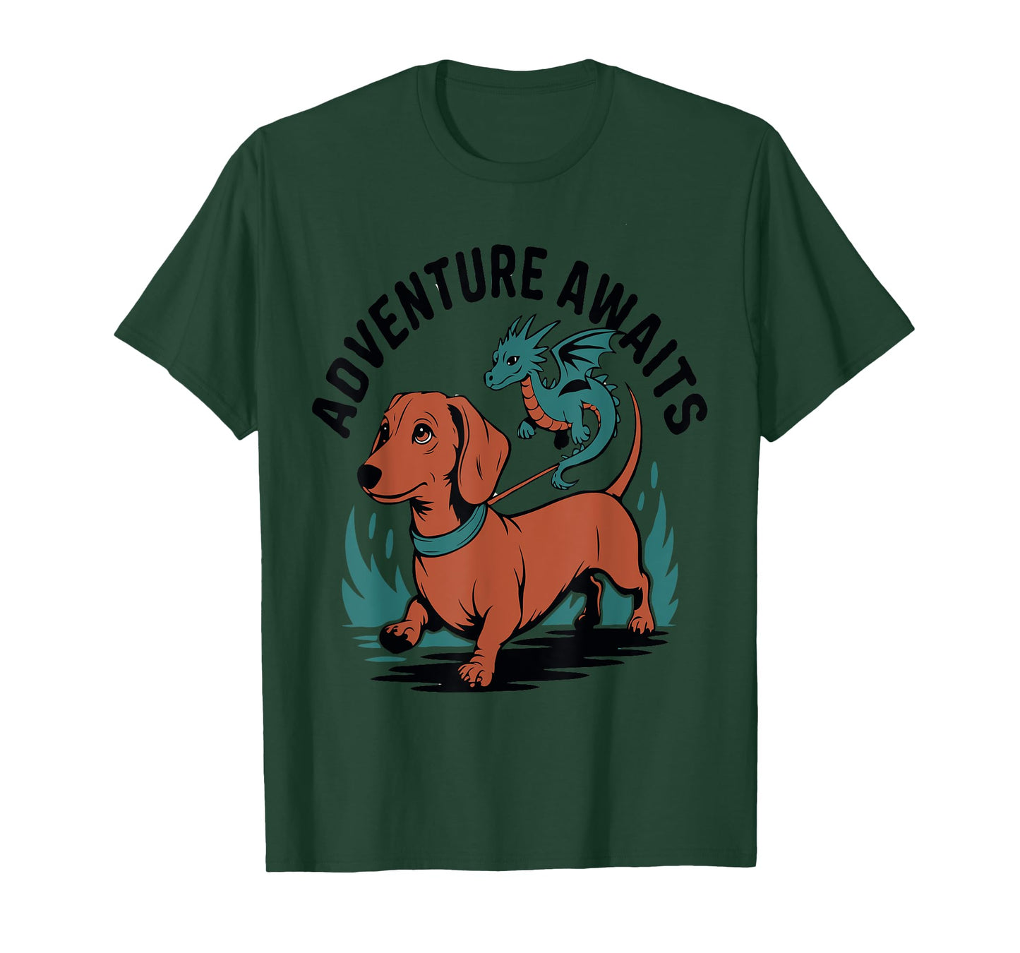 Dachshund and Dragon Silhouette for Dog Lovers Funny Fantasy T-Shirt