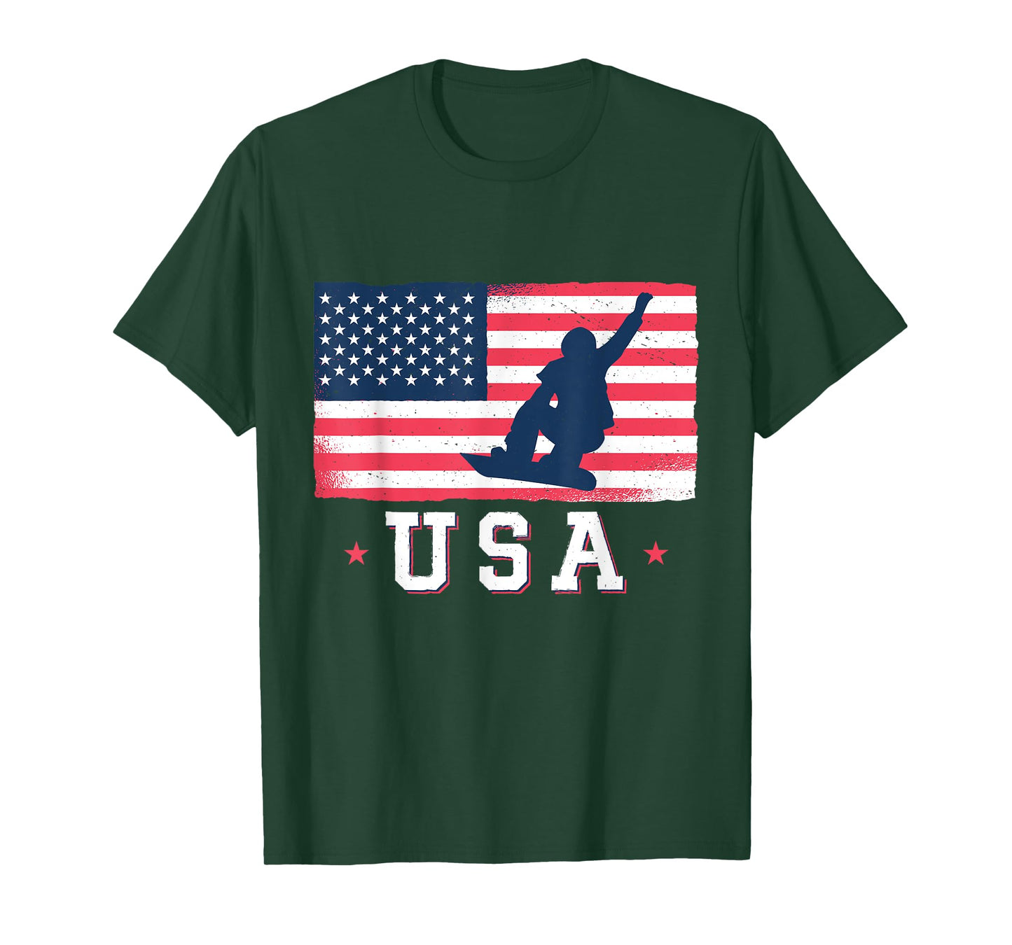 Snowboarding USA American Flag Snowboard Women Kids Men T-Shirt
