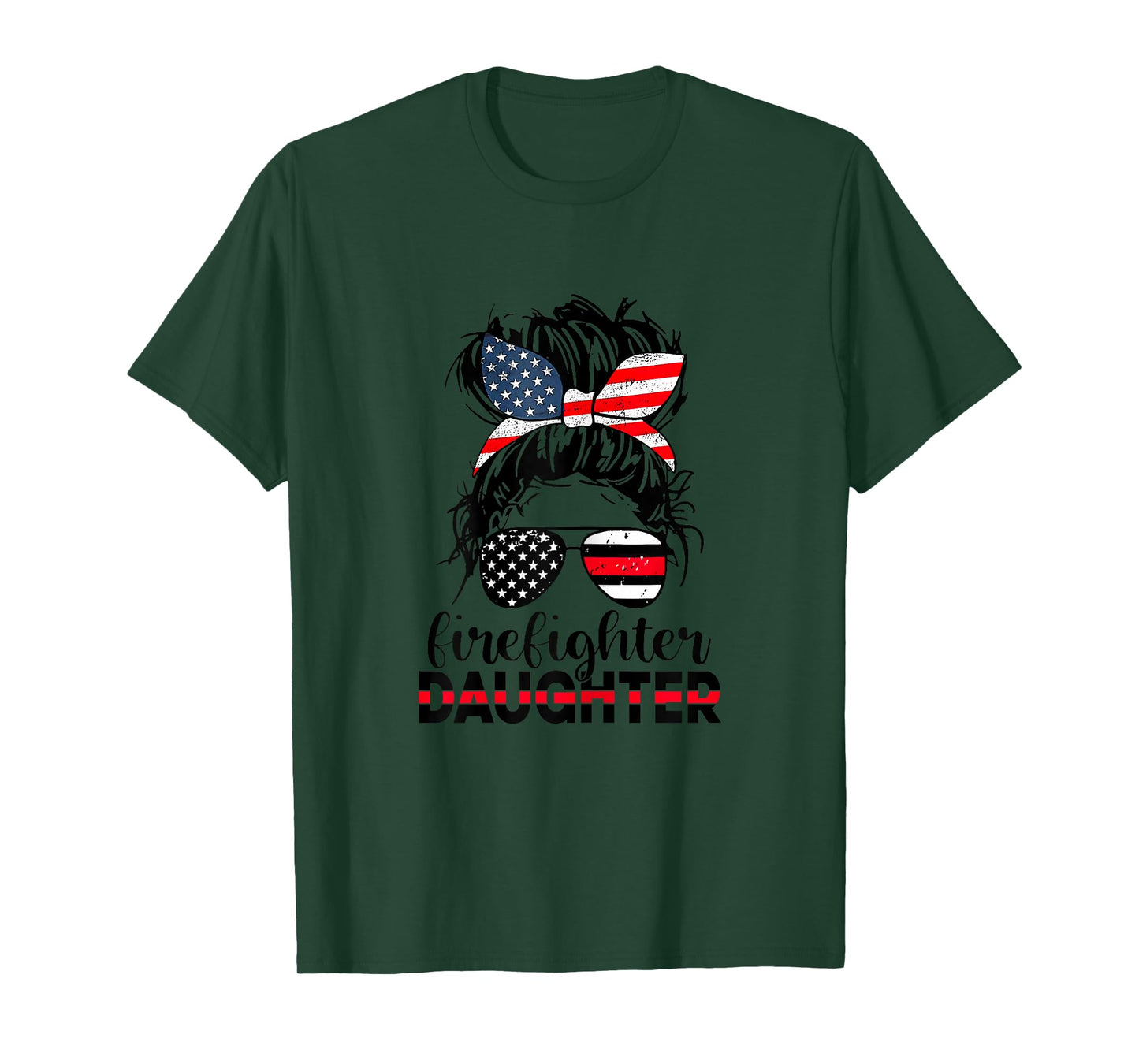 Firefighter Daughter Thin Red Line Messy Bun Classic T-Shirt