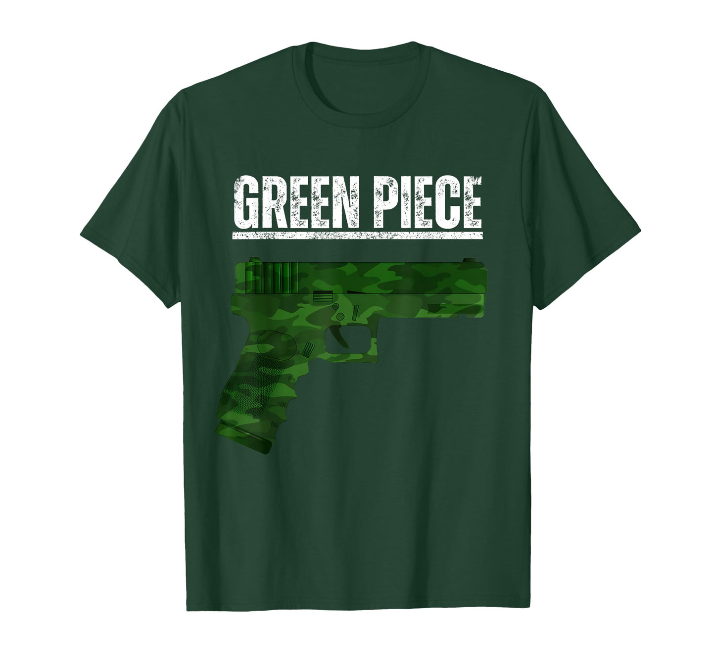 Green Piece Tactical Gun Camo Pistol Design Cool Funny Range T-Shirt