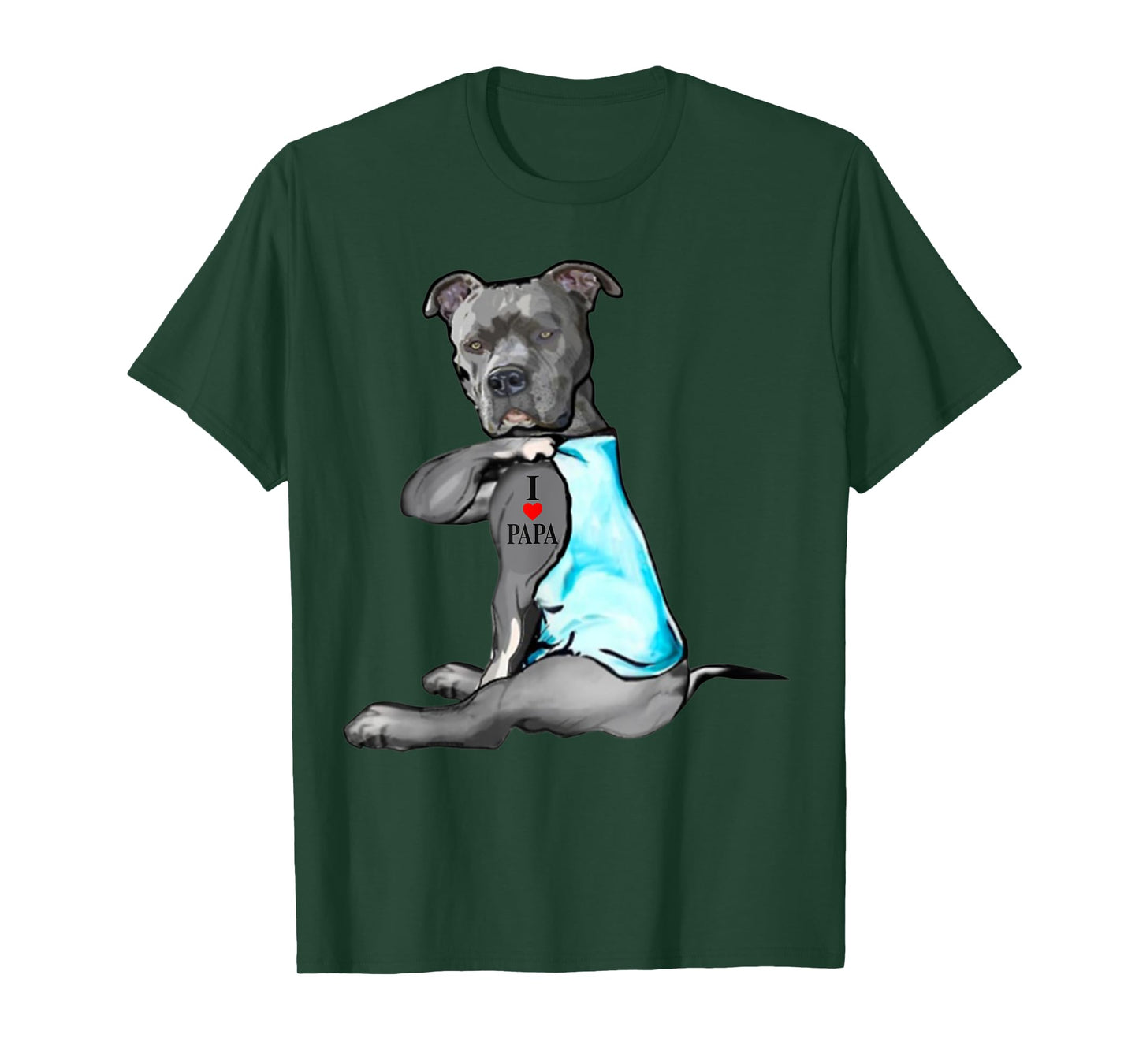 Pitbull Dog I Love Papa Tattoo Father's Day Dogs Lovers Men Women T-Shirt