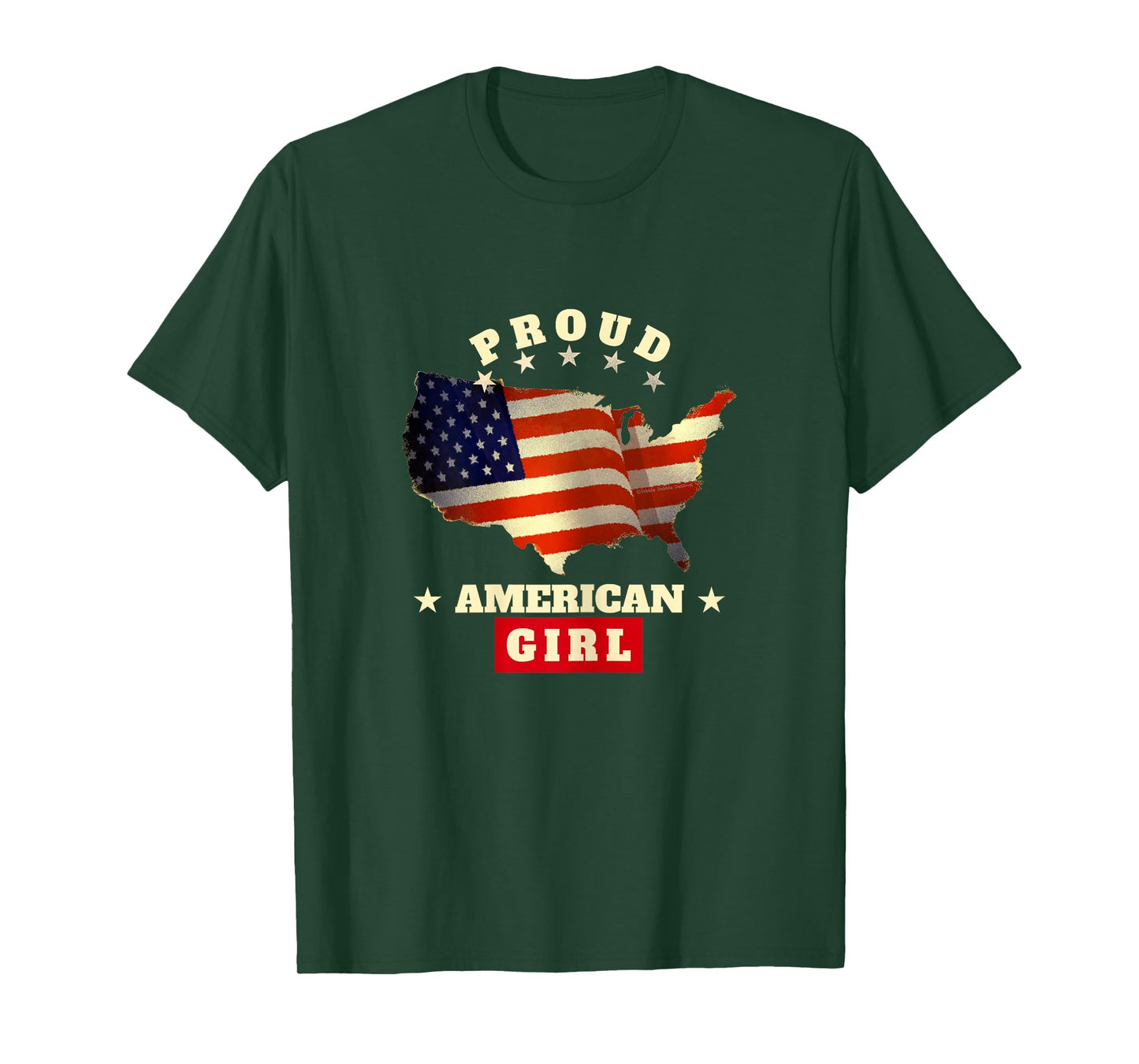 USA Flag Patriotic 4th of July Proud American Girl T-Shirt