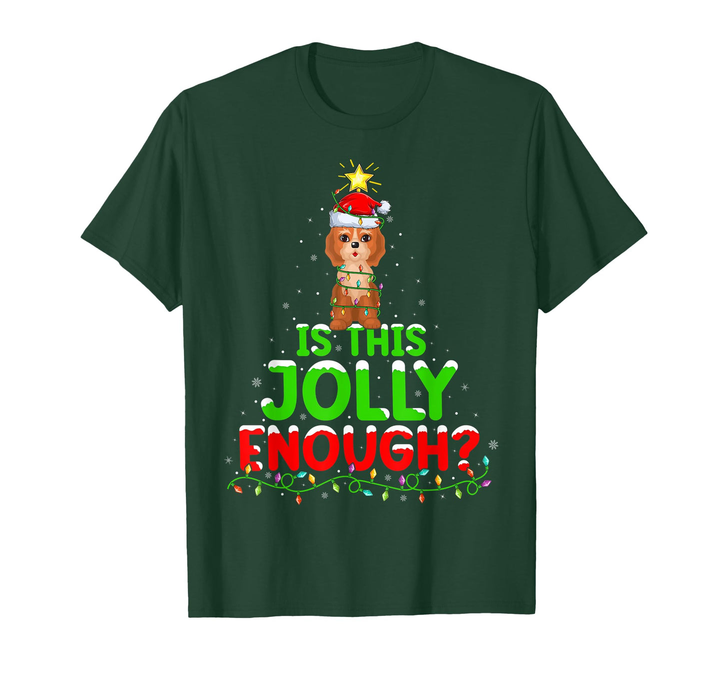 Xmas Lighting Is This Jolly Enough Cockapoo Christmas Tree T-Shirt