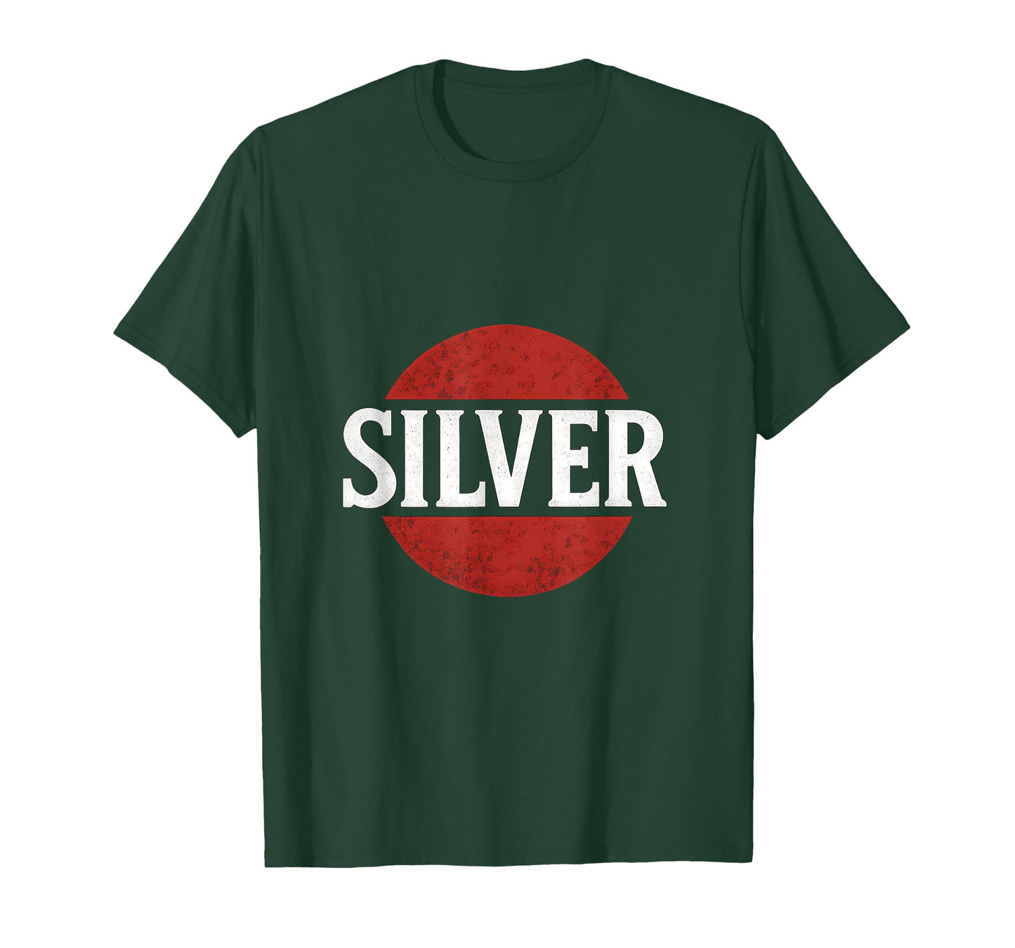 Red Silver White Typography Graphic Design T-Shirt