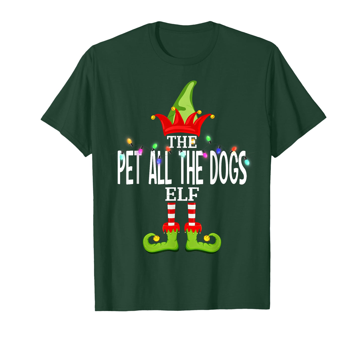 The Pet All The Dogs Elf Christmas Matching Pajamas T-Shirt