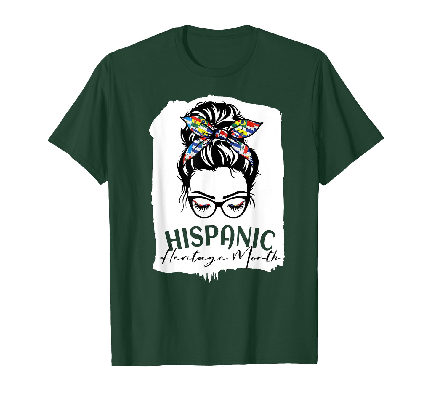 Red National Hispanic Heritage Month Latina Women Messy Bun T-Shirt